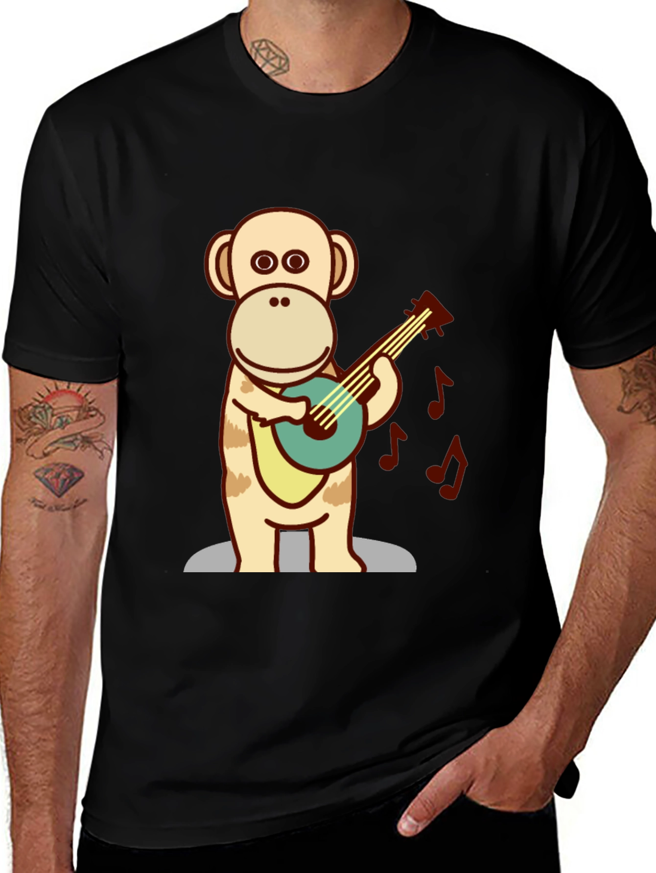Monkey Guitarist T-Shirt - Fun, Cartoon Design
