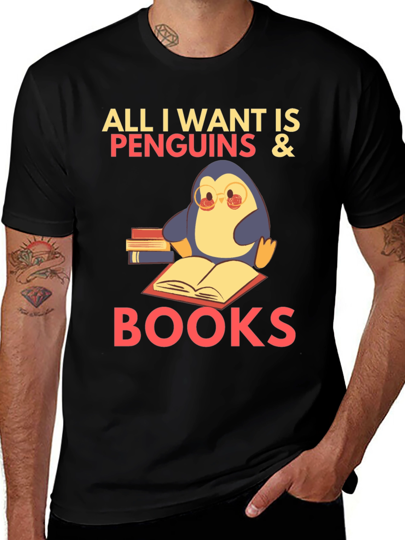 Variant 19 of Penguin & Books T-Shirt: All I Want Is Penguins & Books