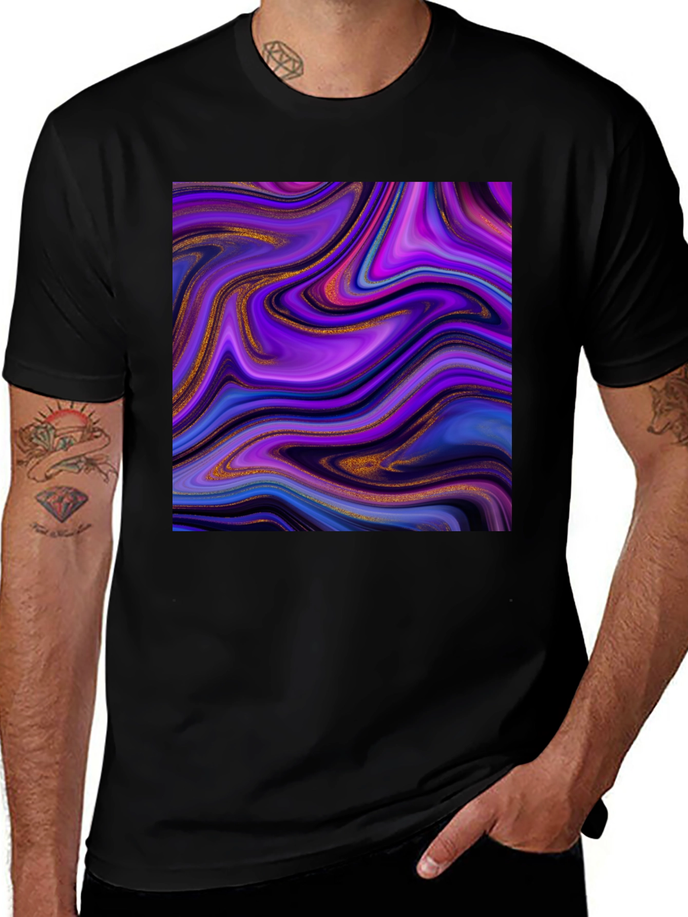 Variant 20 of Abstract Swirl Art Black Tee - Unique & Stylish