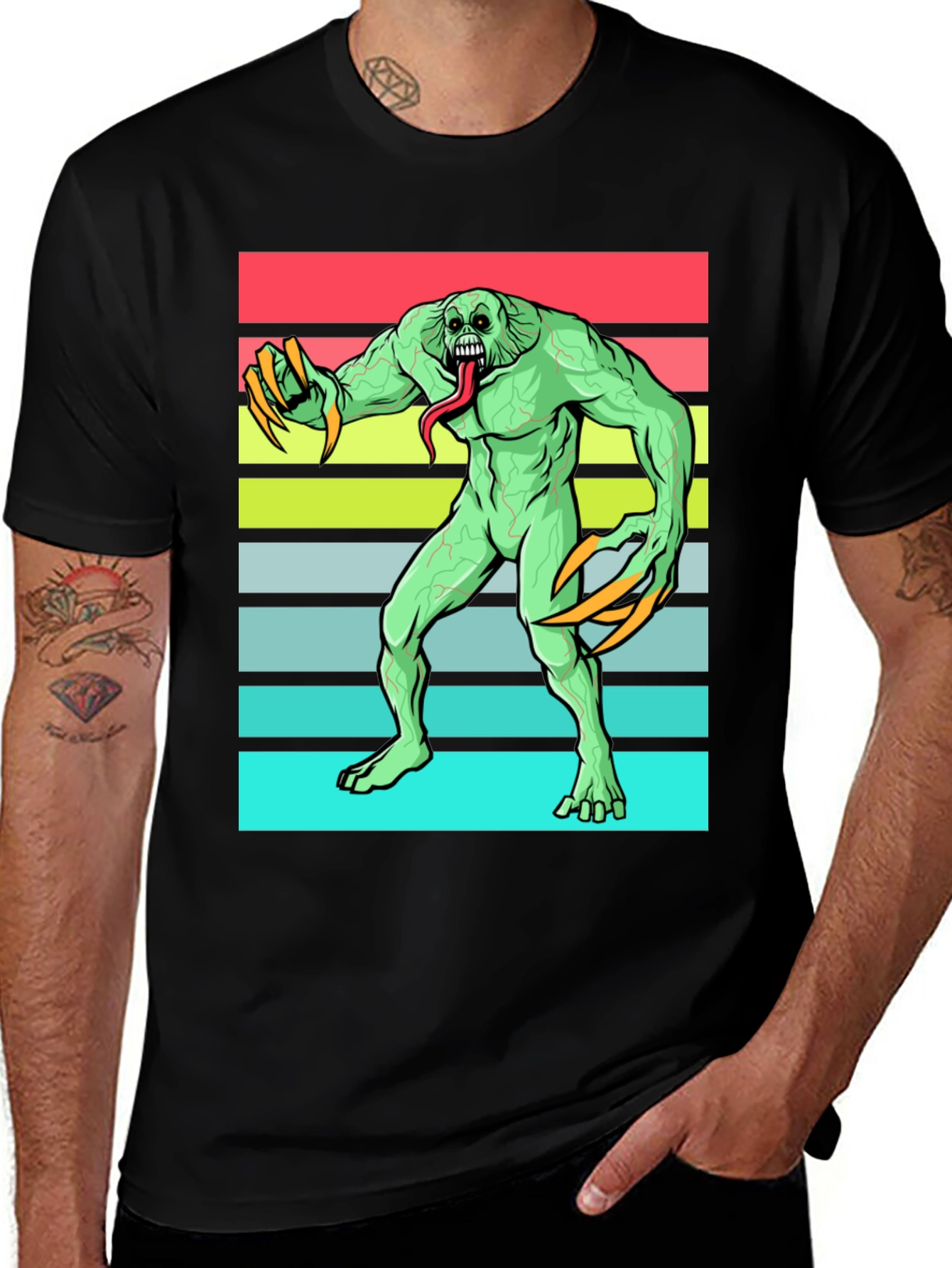 Variant 8 of Monster Graphic Tee - Retro Horror Style