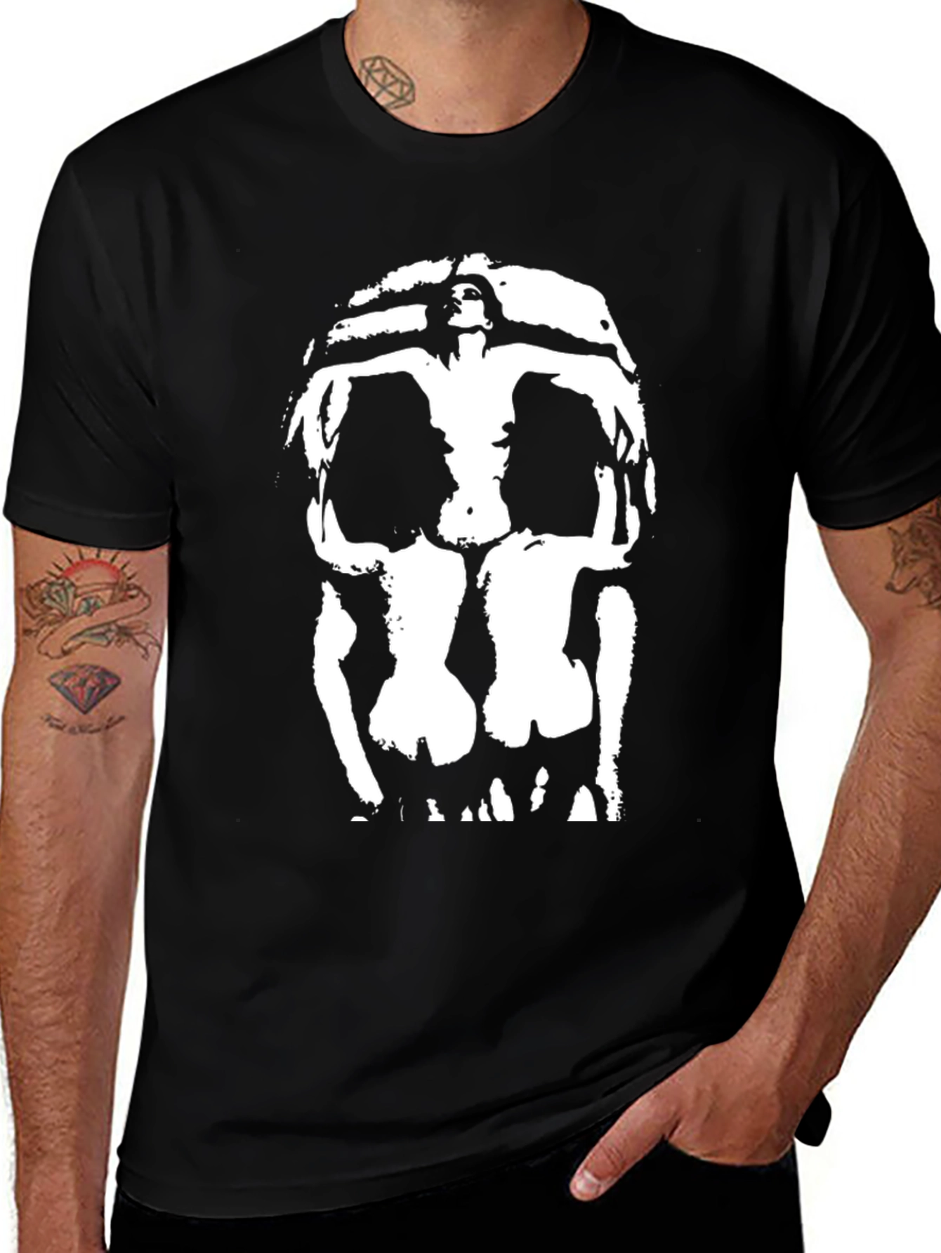 Variant 16 of Skull Illusion Graphic Tee - Men's Black T-Shirt