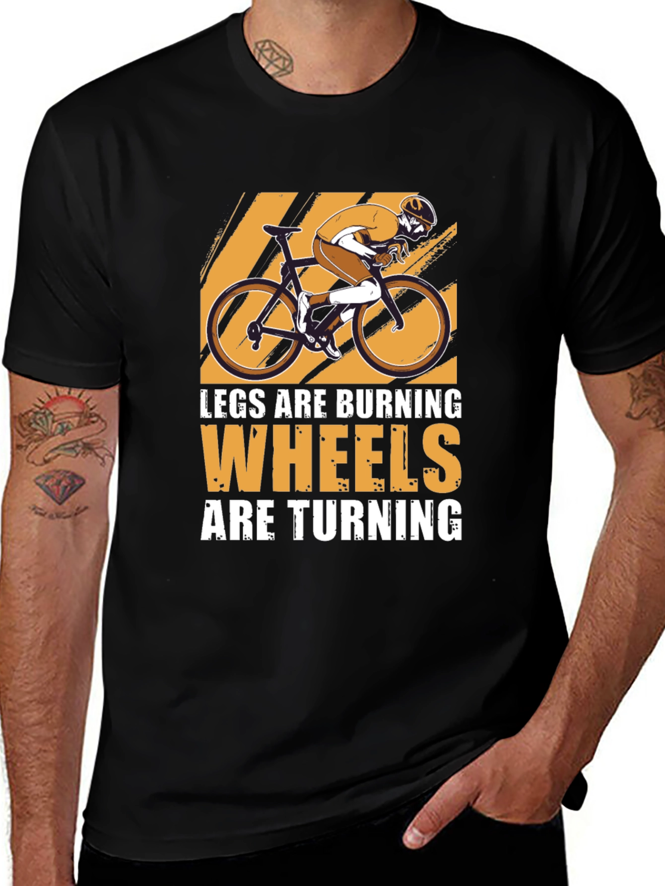 Variant 10 of Burning Legs Cycling T-Shirt: Wheels are Turning!