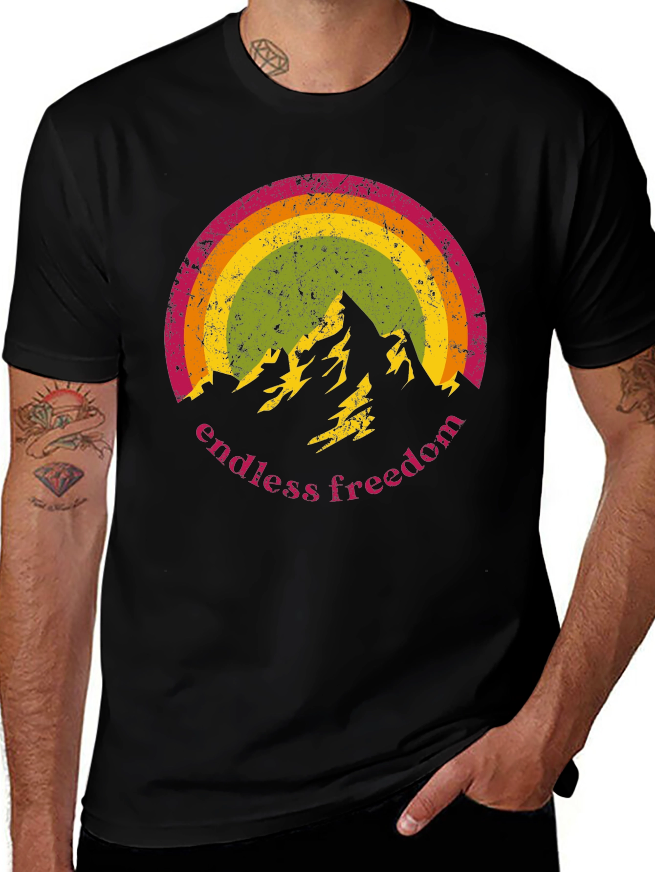 Variant 7 of Endless Freedom Mountain Rainbow Graphic Tee