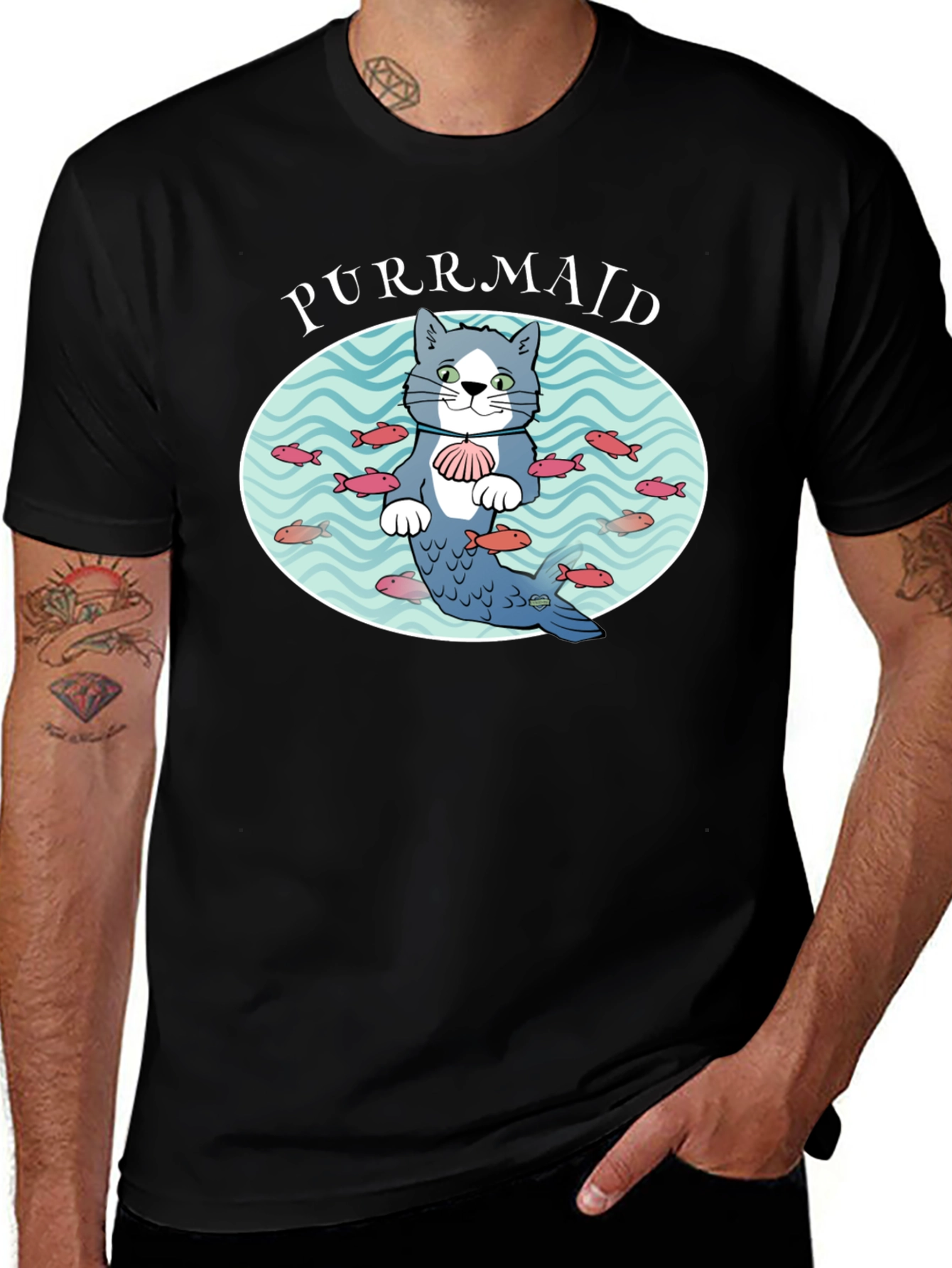 Variant 28 of Purrmaid Cat Graphic T-Shirt - Unisex Cotton Tee
