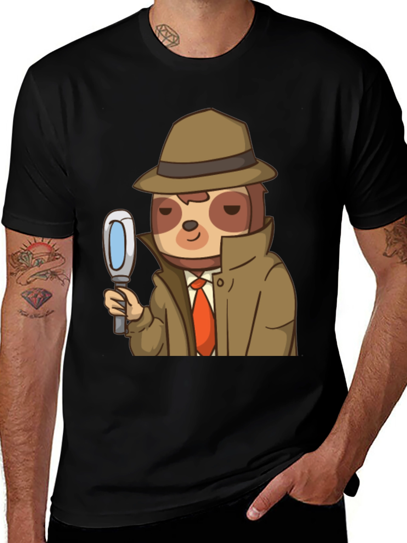 Variant 5 of Detective Sloth Graphic T-Shirt - Funny & Unique Design