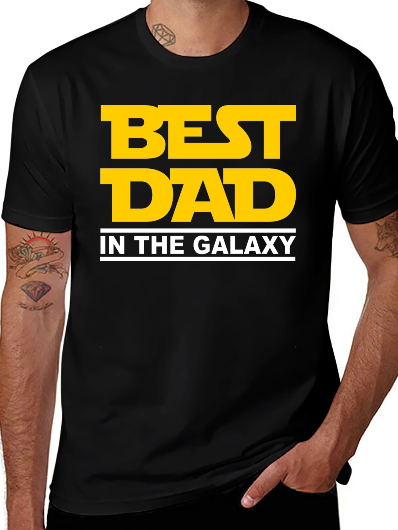 Black Best Dad in the Galaxy Black T-Shirt main image