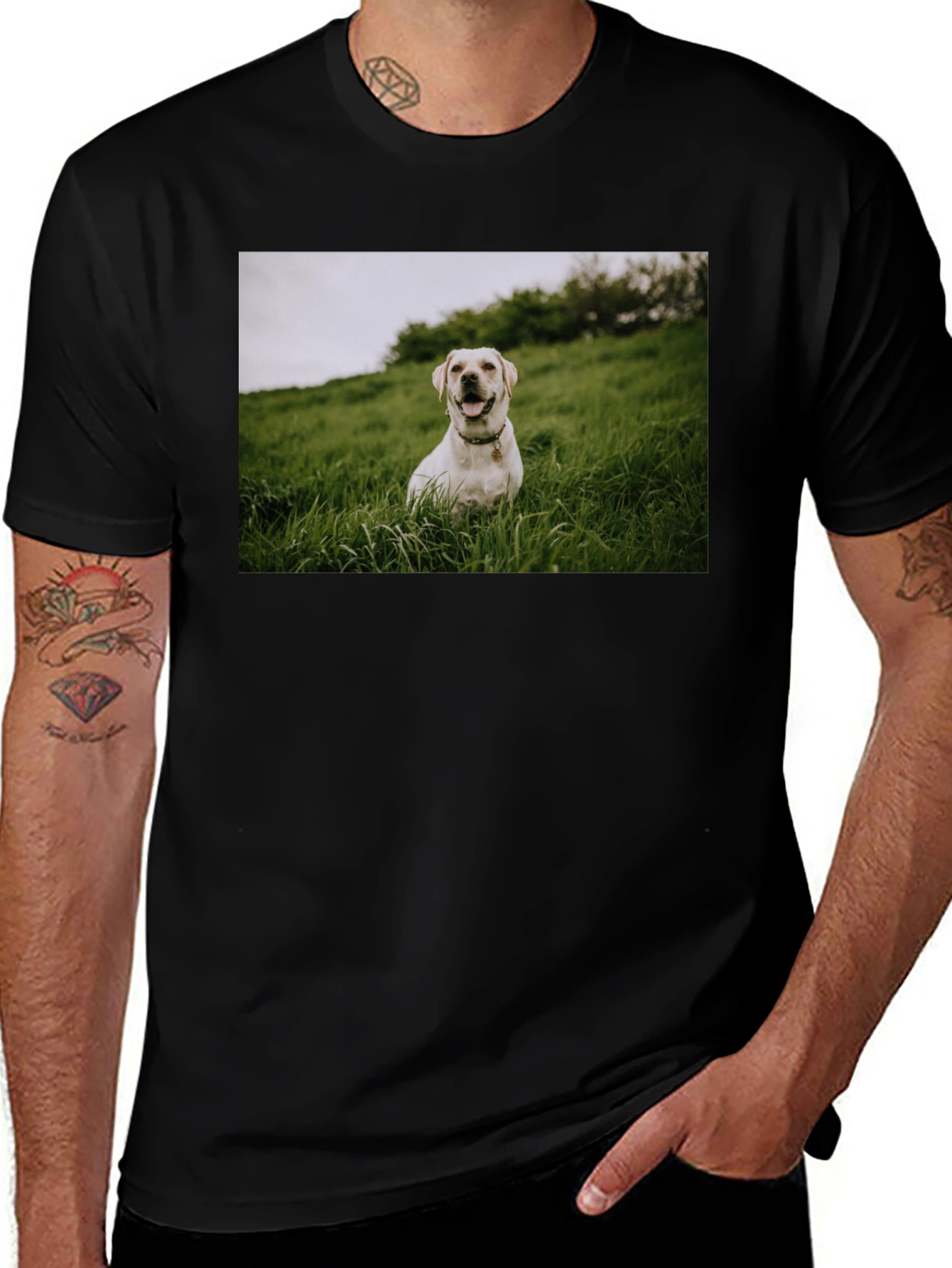 Variant 4 of Dog Lover Black T-Shirt - Labrador Retriever Print