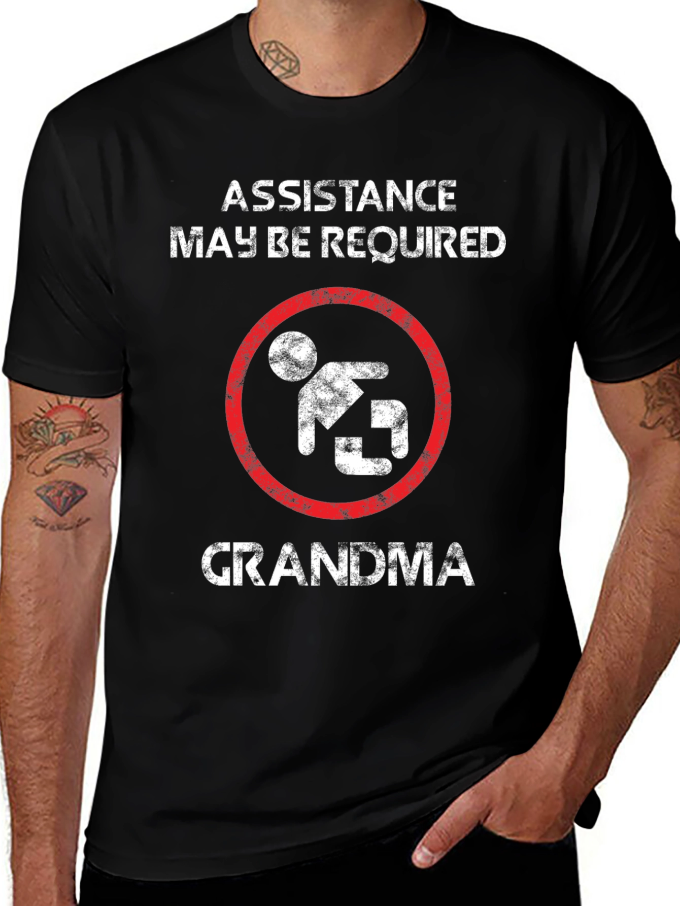 Variant 8 of Assistance May Be Required Grandma Graphic T-Shirt