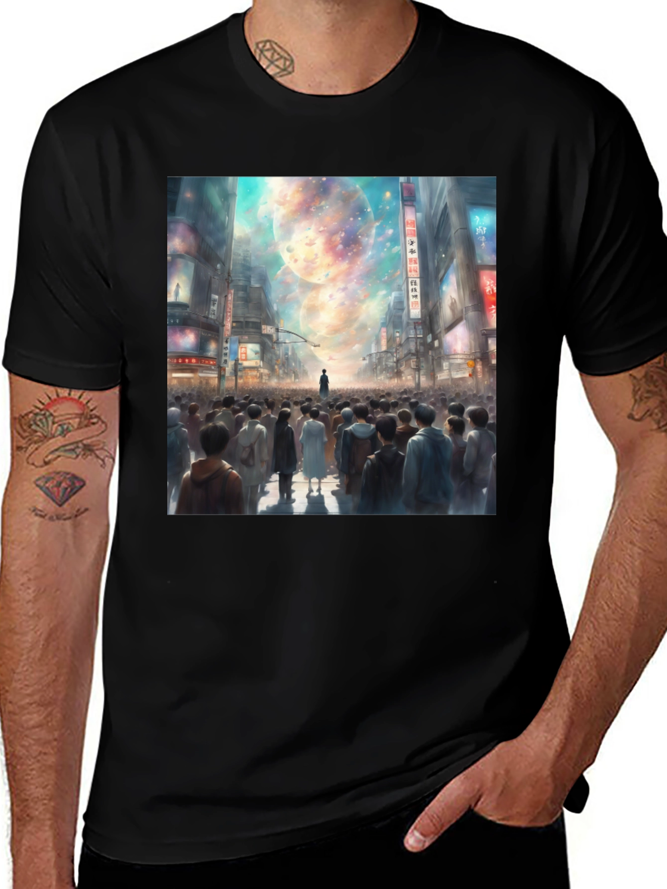 Variant 29 of Celestial Cityscape Graphic Tee