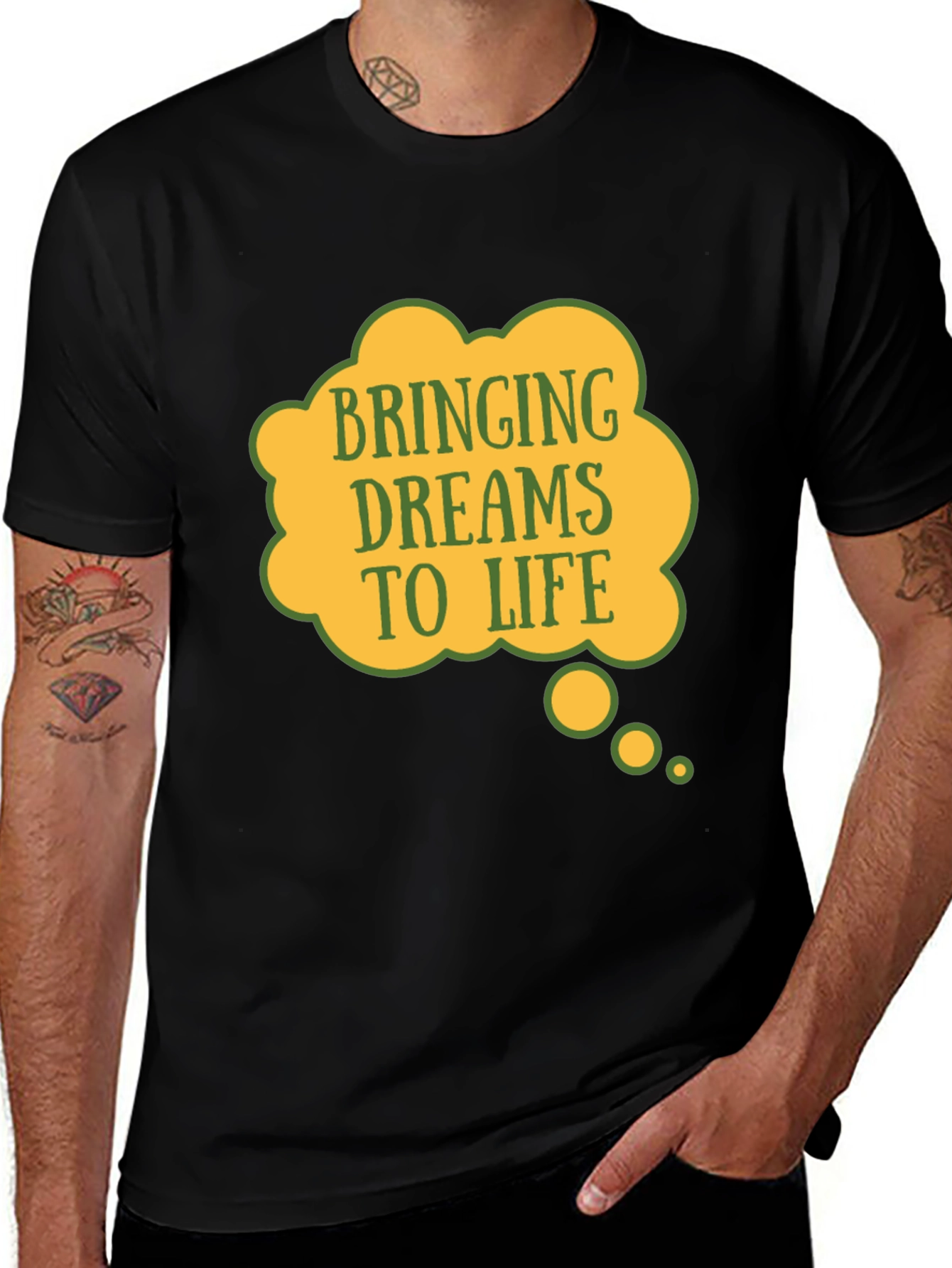 Black Dream Life T-Shirt - Black Cotton Casual Tee main image