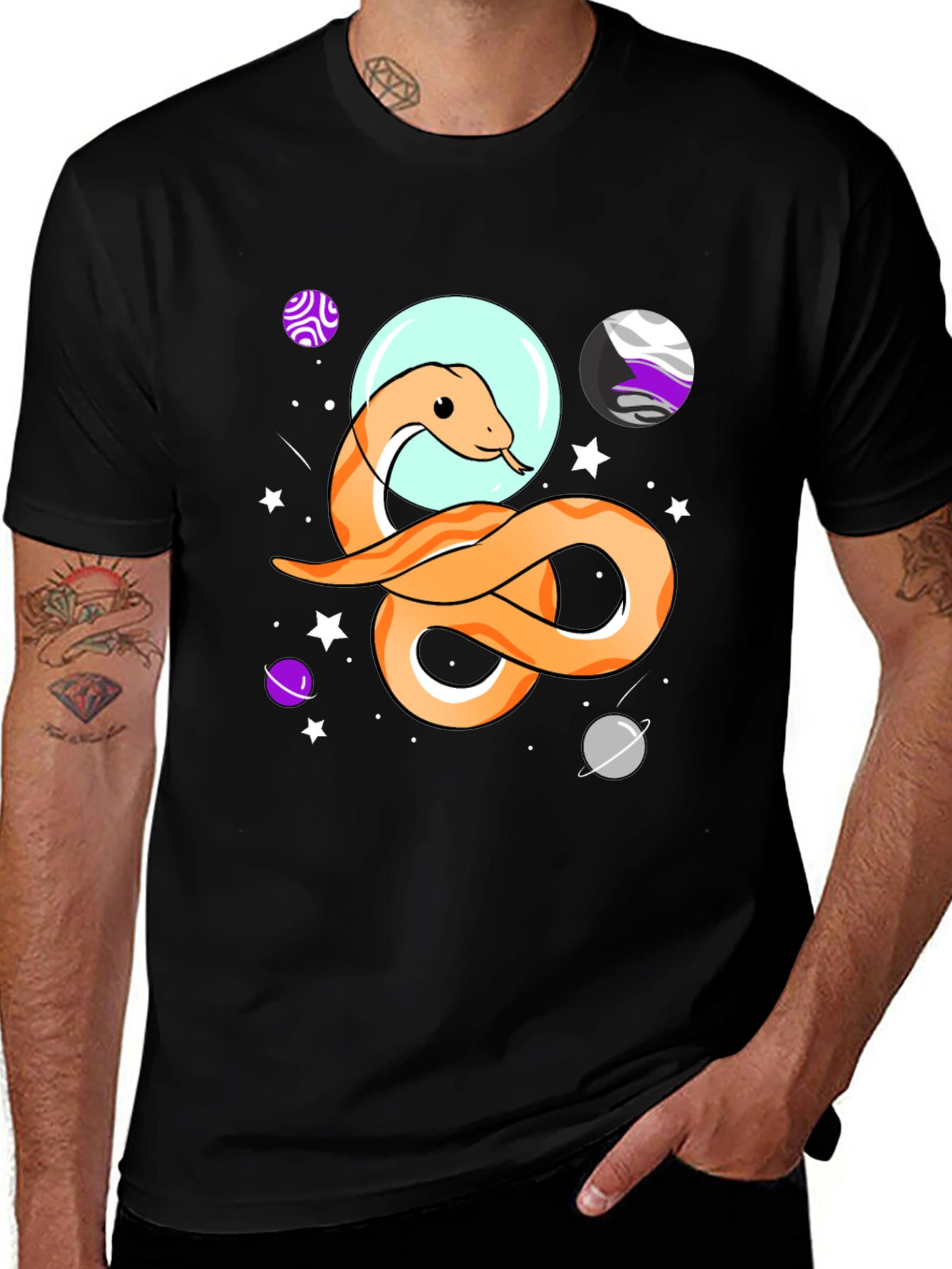 Variant 24 of Space Snake Graphic Tee - Black Cotton T-Shirt