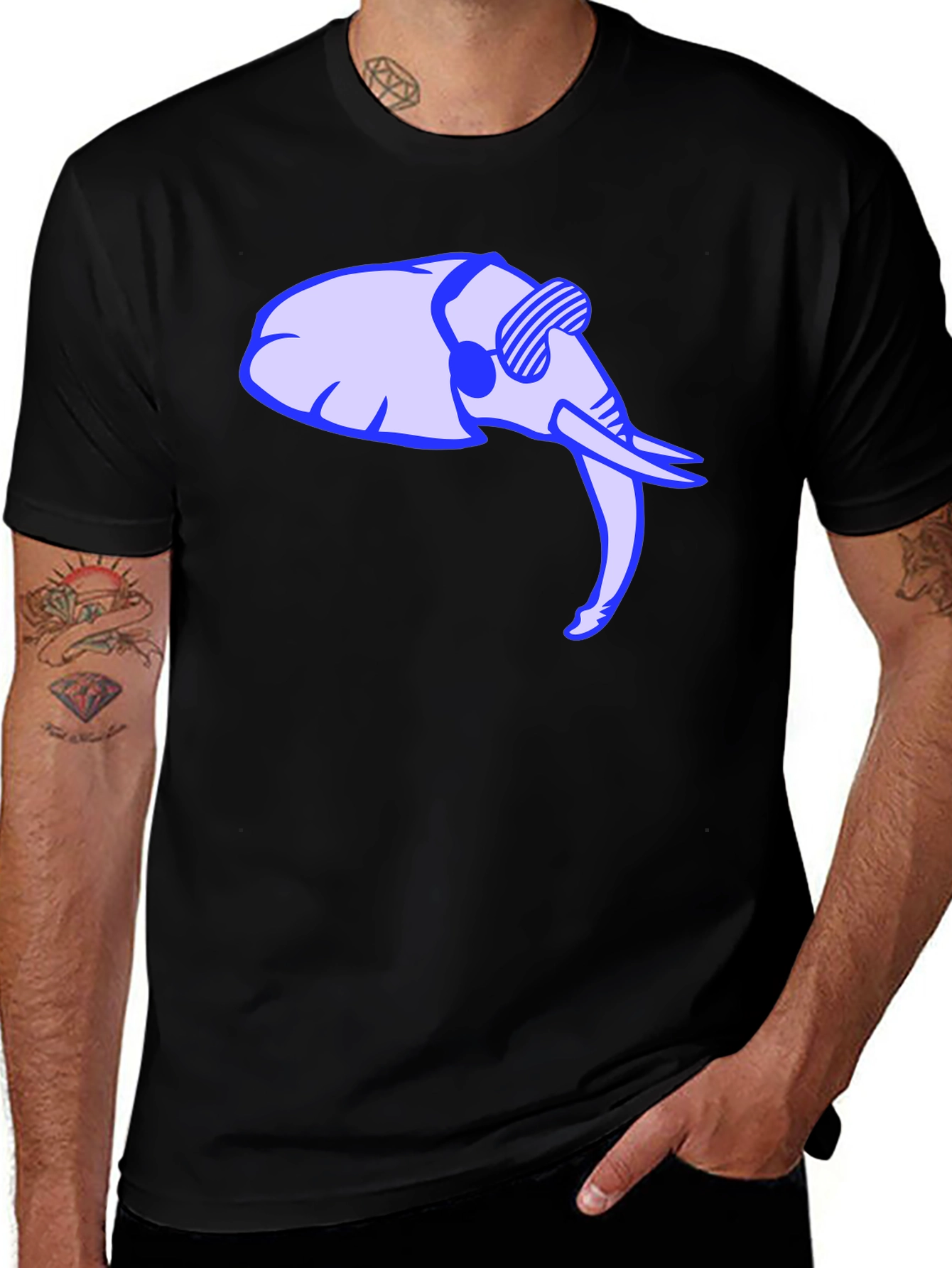 Variant 21 of Cool Elephant Graphic Tee - Black Cotton Shirt