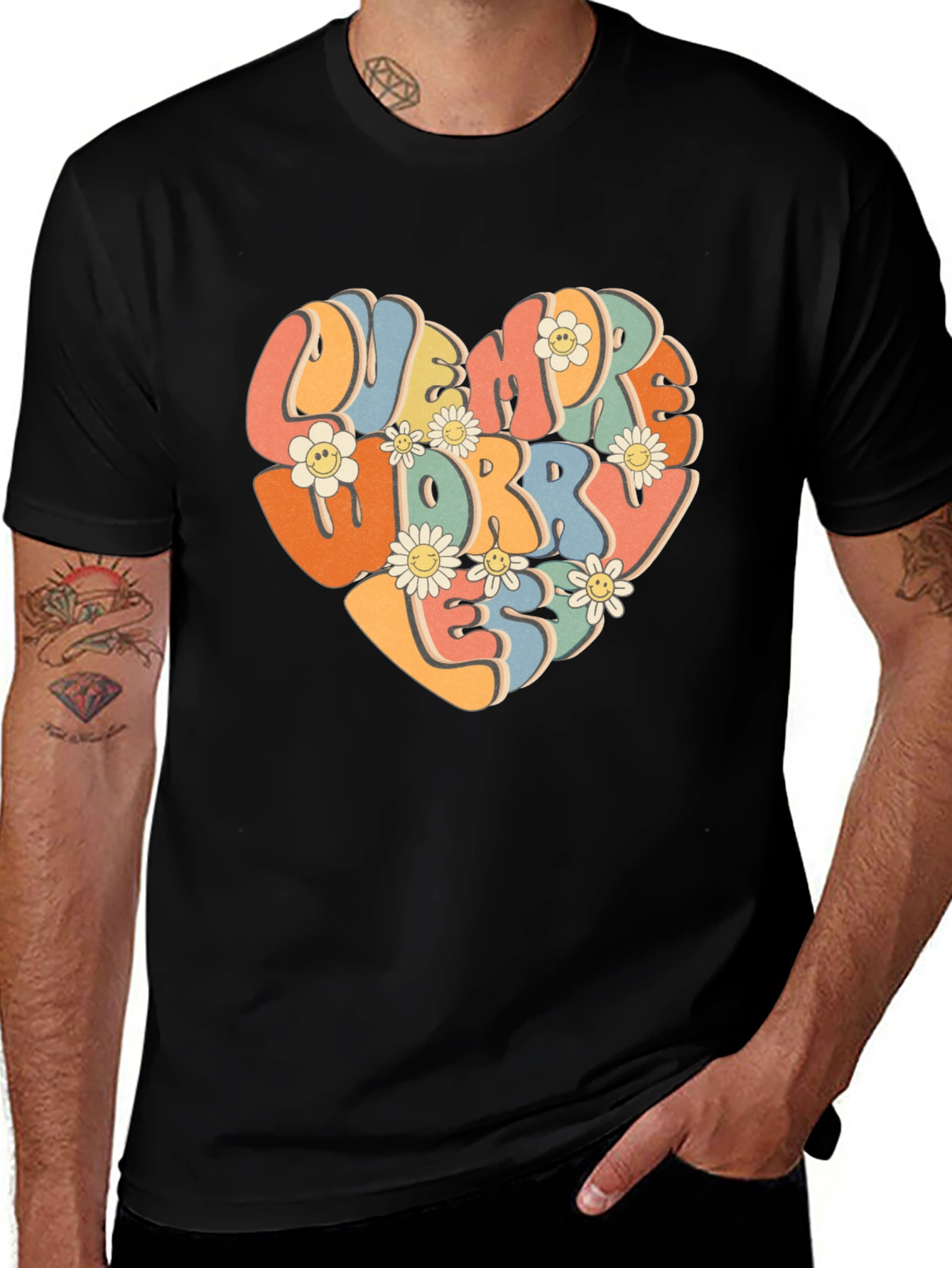 Variant 17 of Retro Flower Heart Graphic T-Shirt - Worry Less