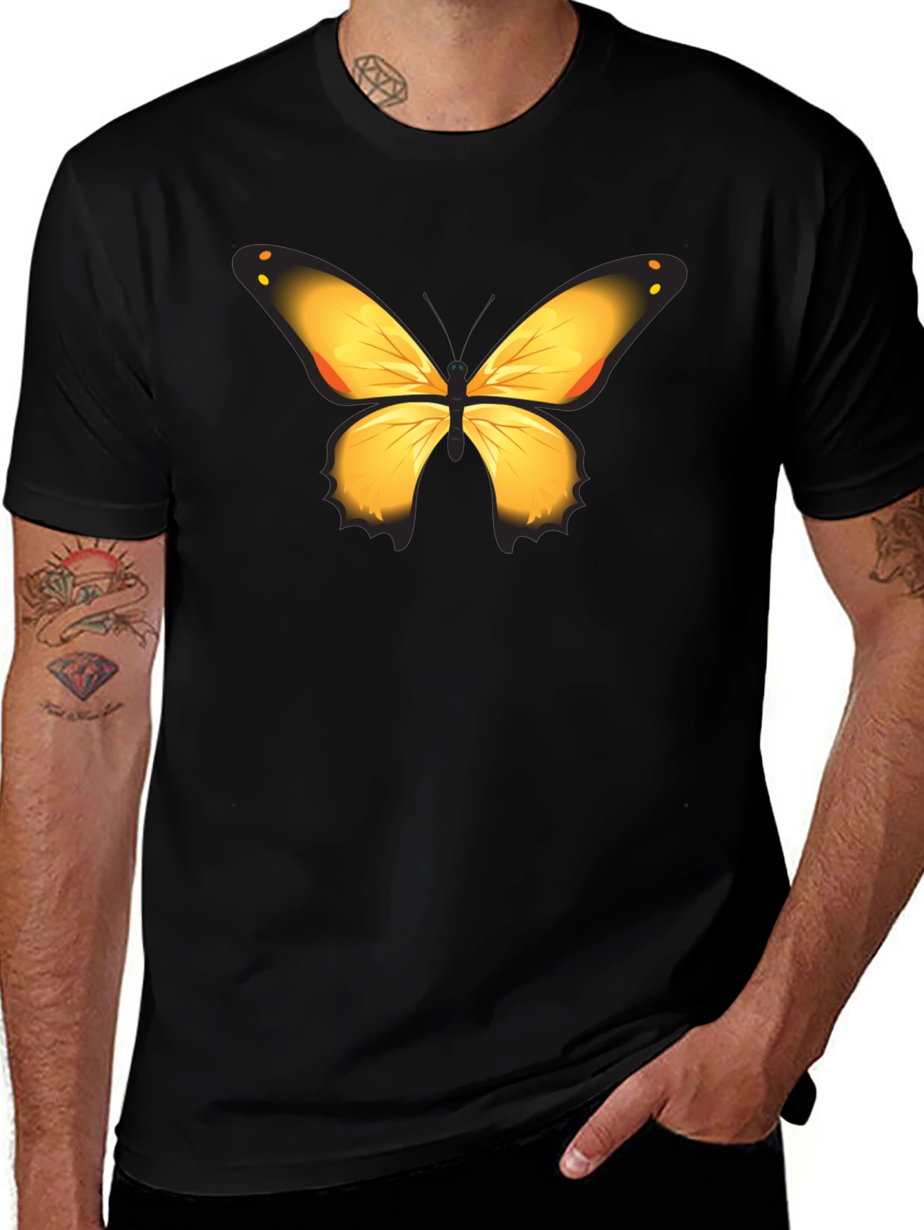 Variant 29 of Butterfly Graphic Print Black T-Shirt