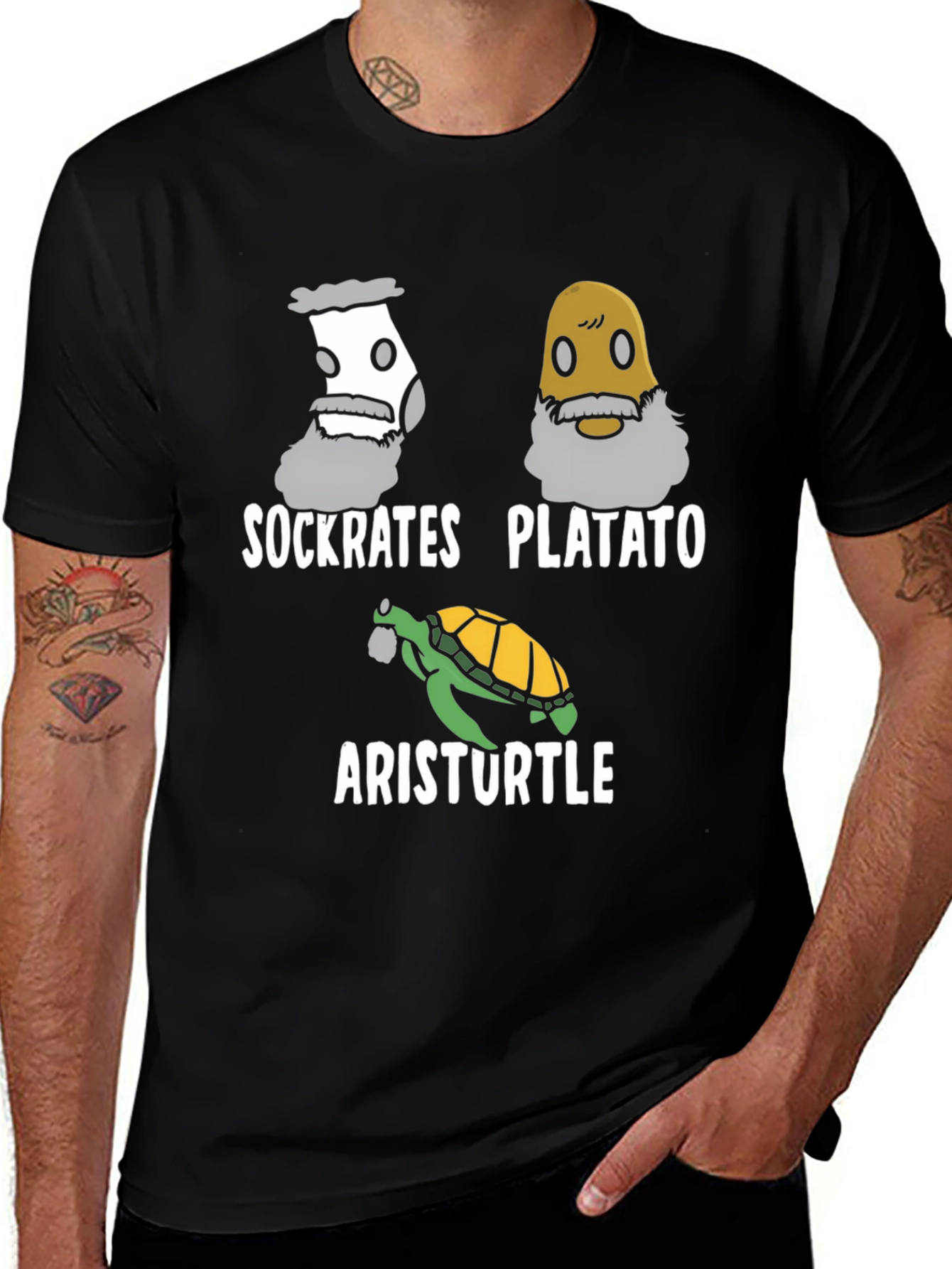 Variant 19 of Philosophical Humor T-Shirt: Sockrates, Platato, Aristurtle