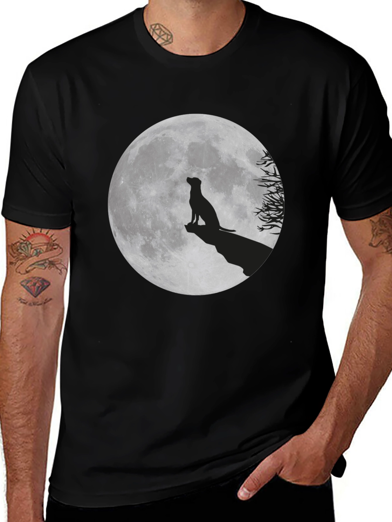 Variant 28 of Moon Dog Graphic T-Shirt - Black