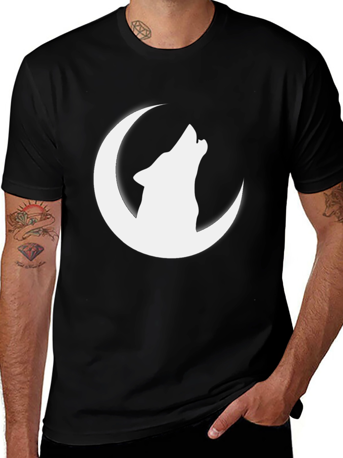Variant 2 of Wolf Howling at Moon Graphic T-Shirt