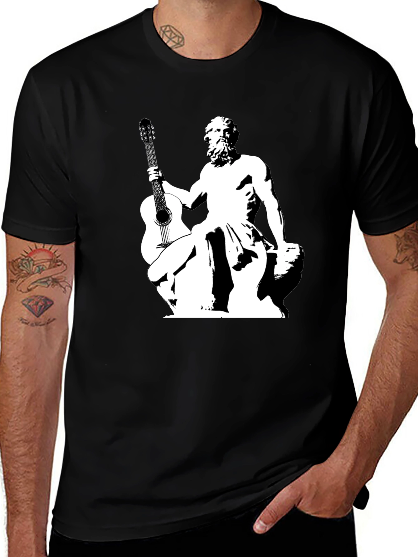 Variant 9 of Statue Guitar Graphic Tee - Black