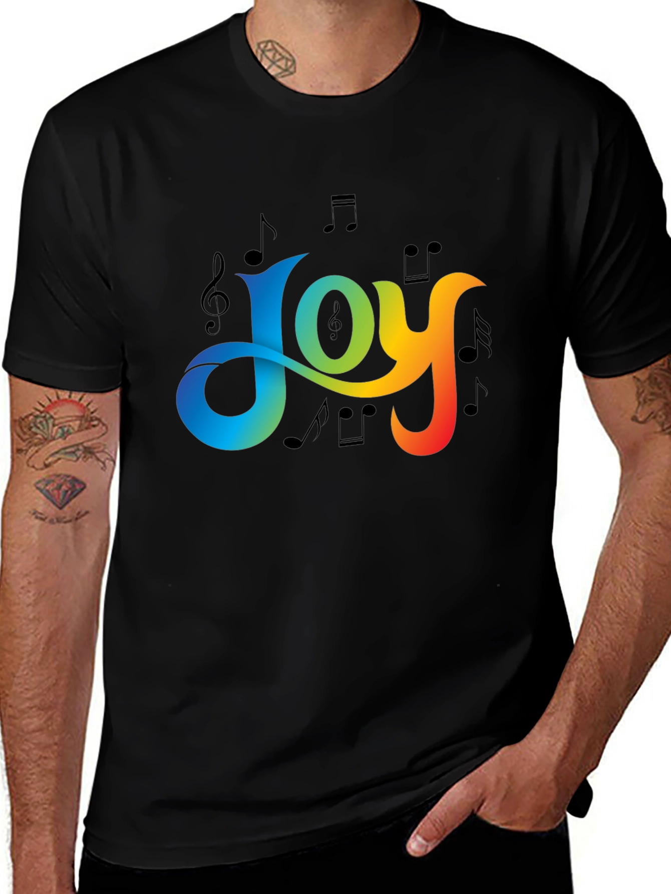 Variant 22 of Joyful Harmony T-Shirt - Rainbow Music Notes Design