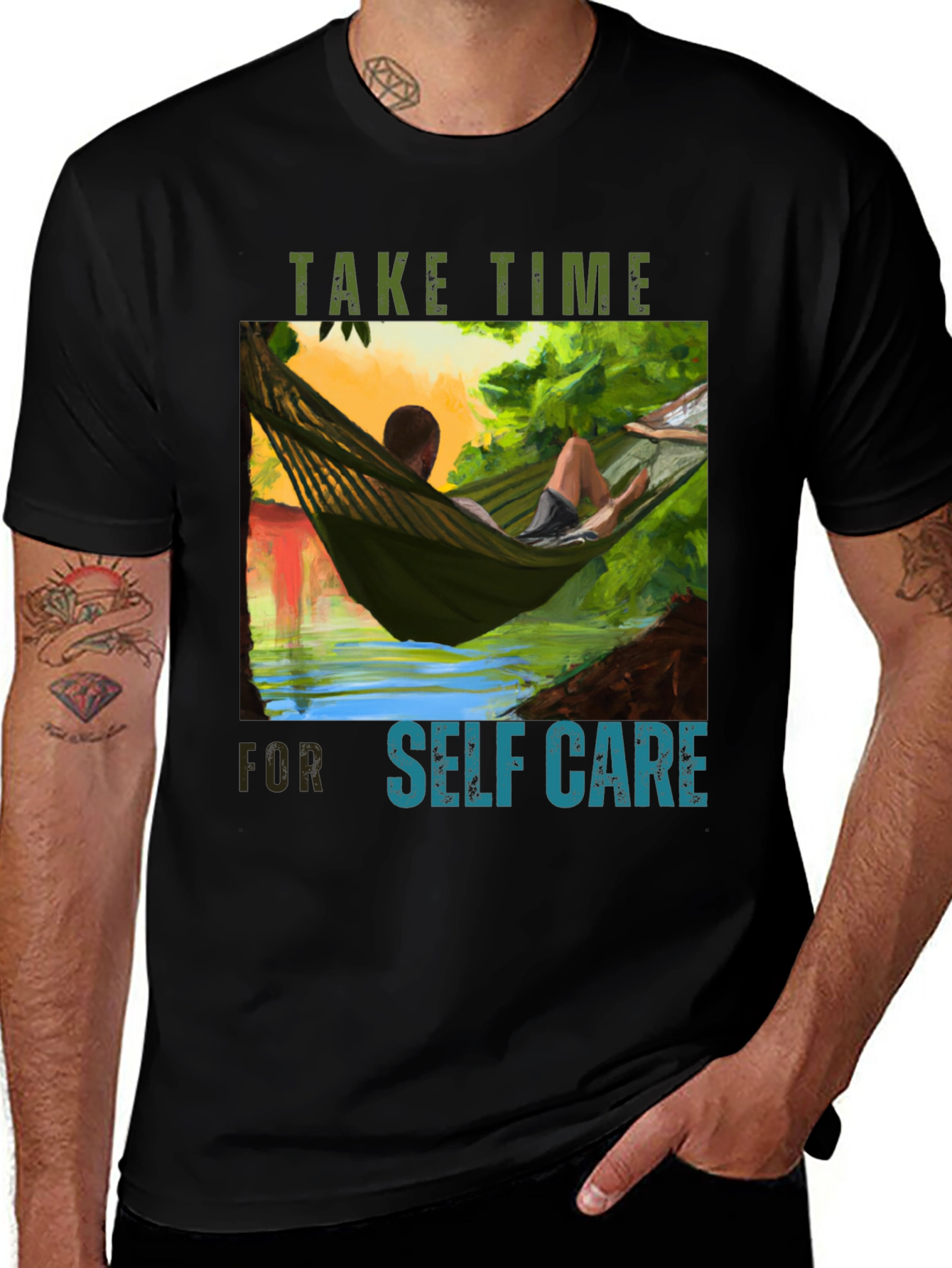 Variant 14 of Relaxing Hammock Graphic T-Shirt - Take Time for Self Care