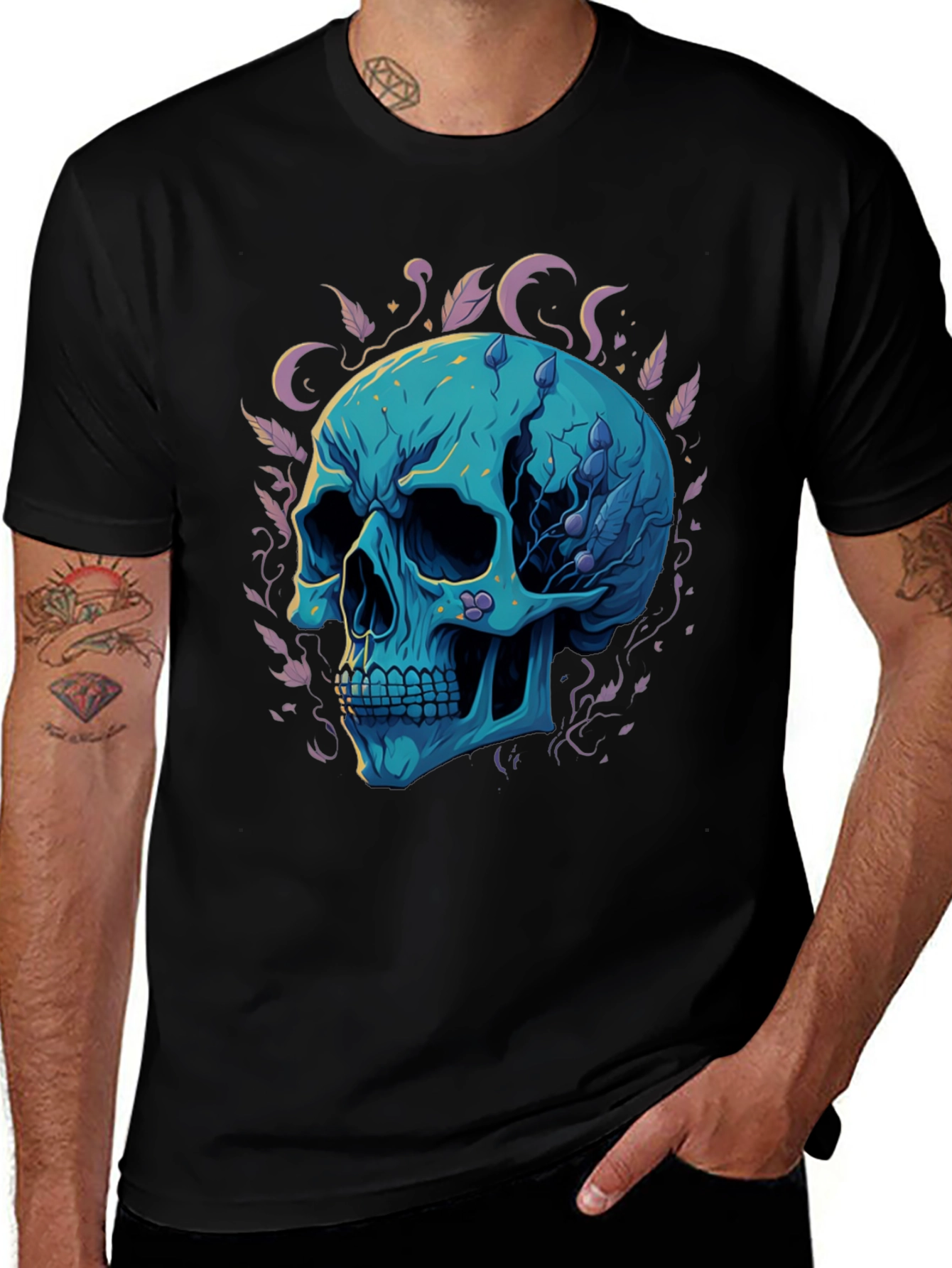 Variant 26 of Skull & Floral Graphic Print T-Shirt