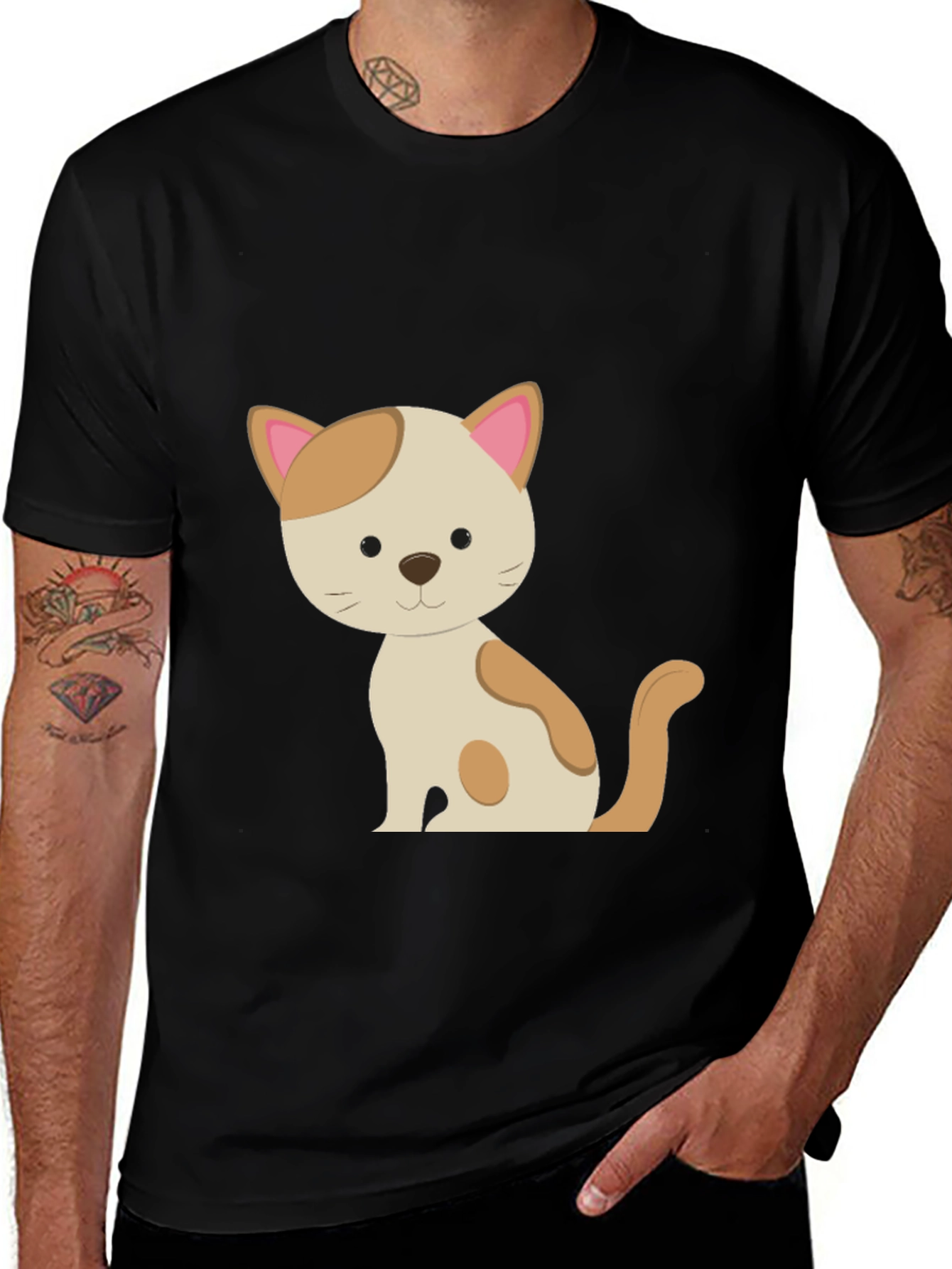 Variant 3 of Cute Cat Graphic Tee - Unisex Black T-Shirt