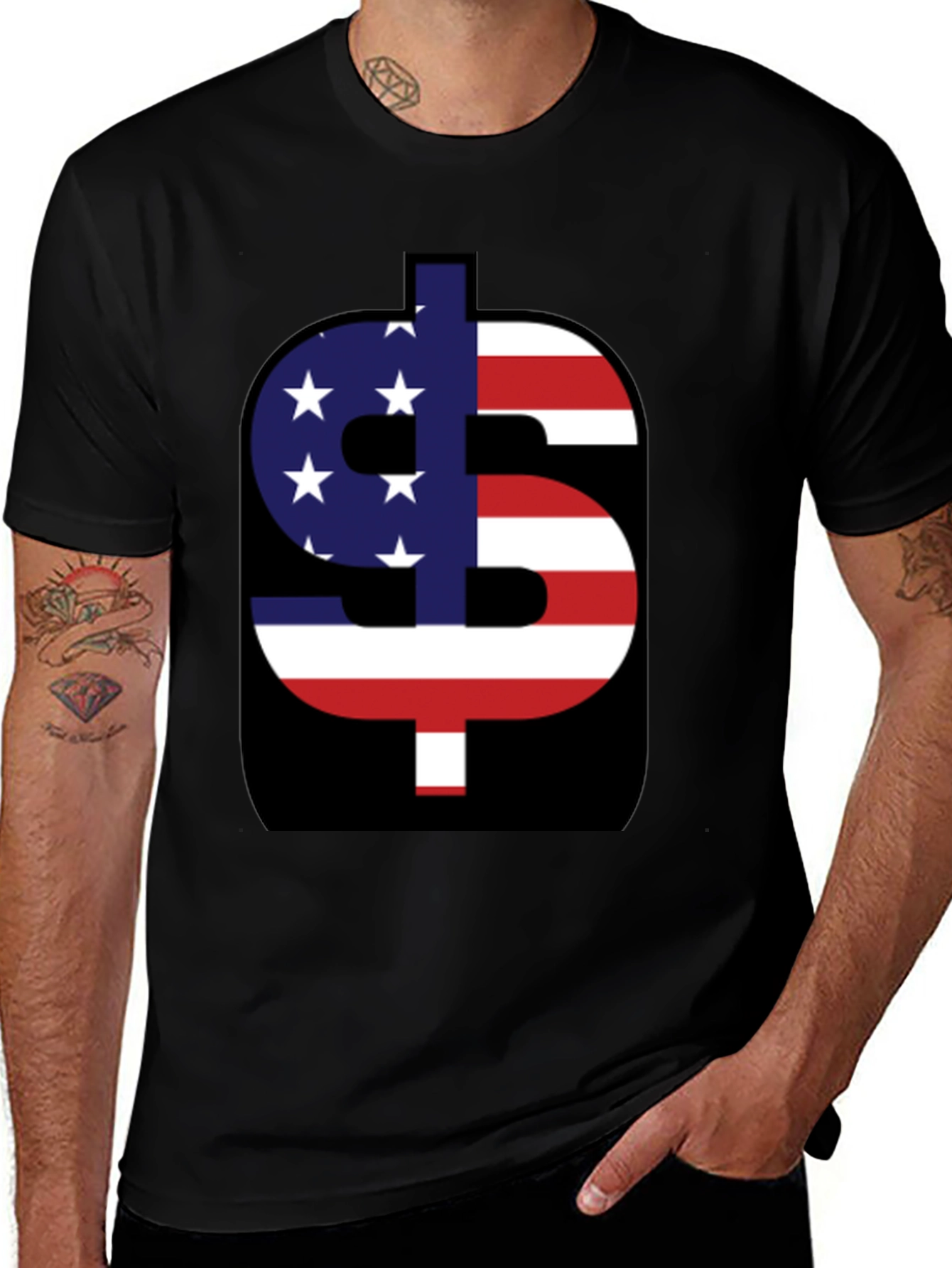 Variant 7 of American Flag Dollar Sign Graphic Tee - Patriotic Style