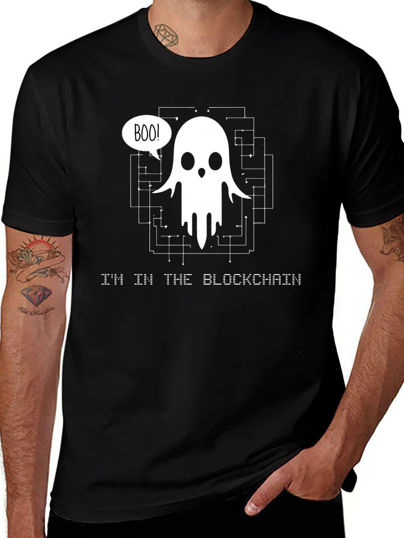 Variant 13 of Blockchain Ghost T-Shirt - Spooky Tech Style
