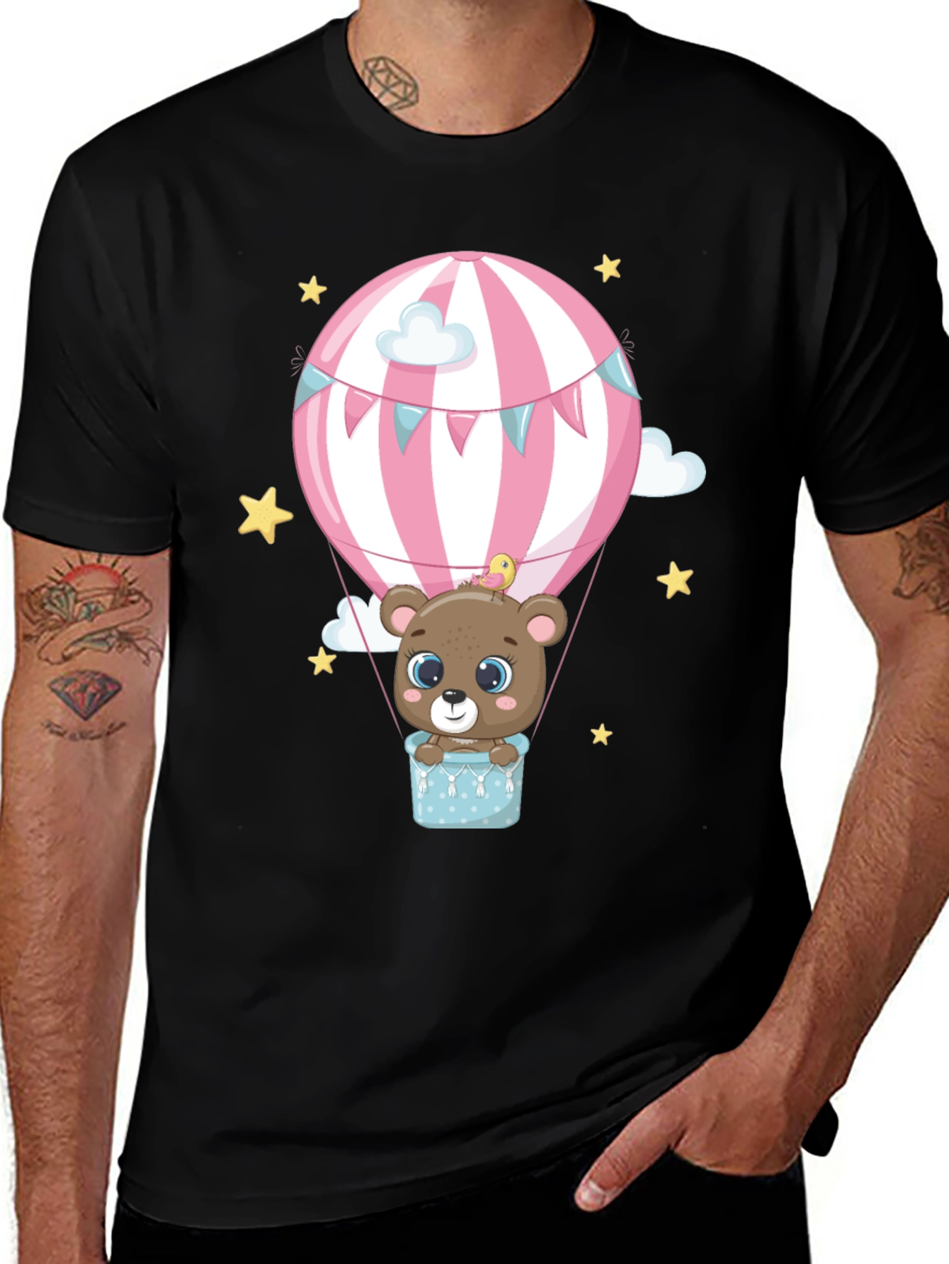 Variant 15 of Cute Bear Hot Air Balloon Graphic Tee