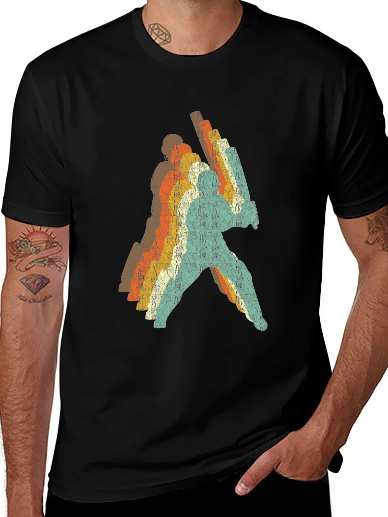 Variant 6 of Retro Cricket Player T-Shirt