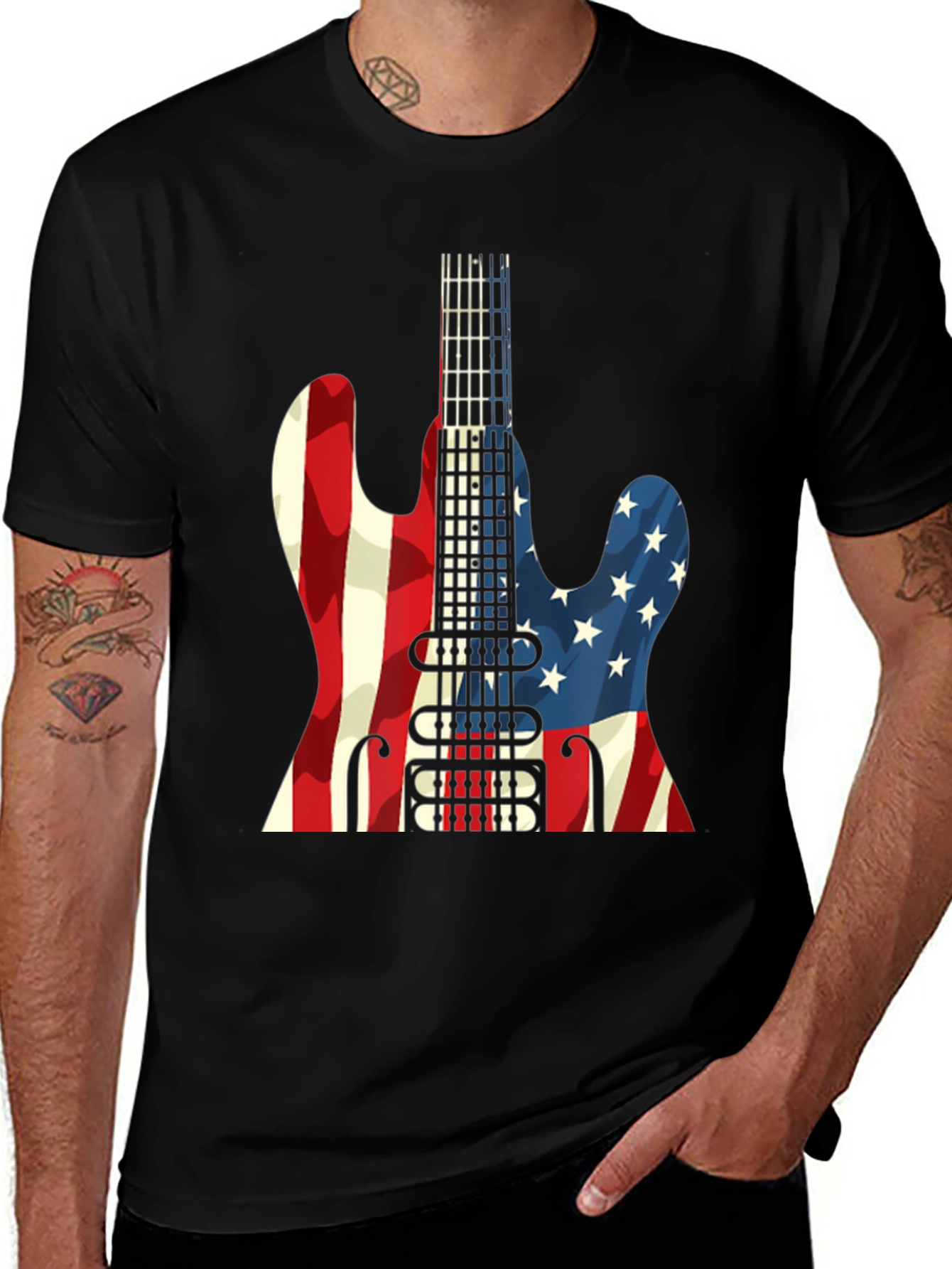 Variant 8 of American Flag Guitar Graphic T-Shirt