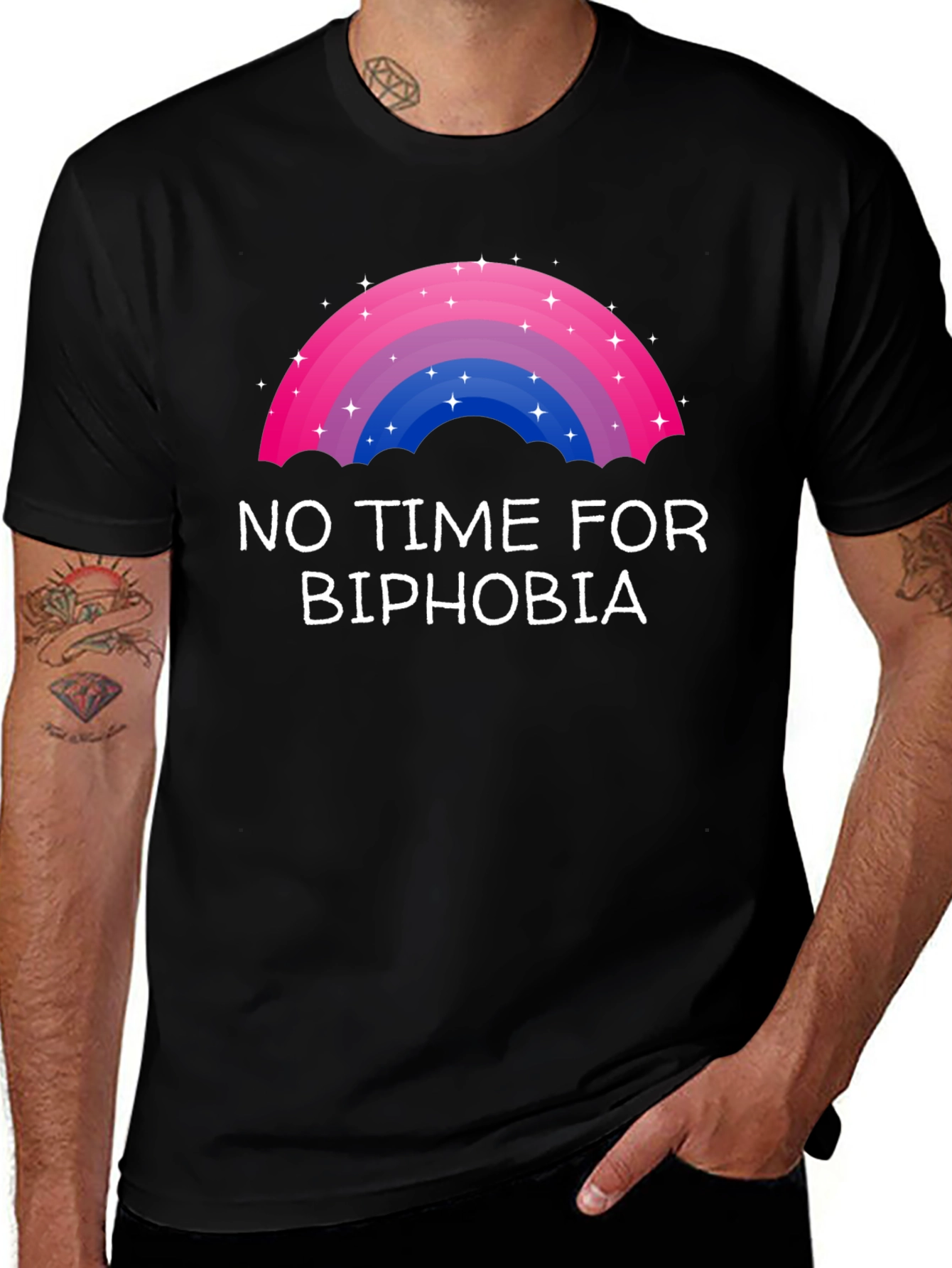 Variant 30 of No Time for Biphobia T-Shirt - Bi Pride Rainbow Tee