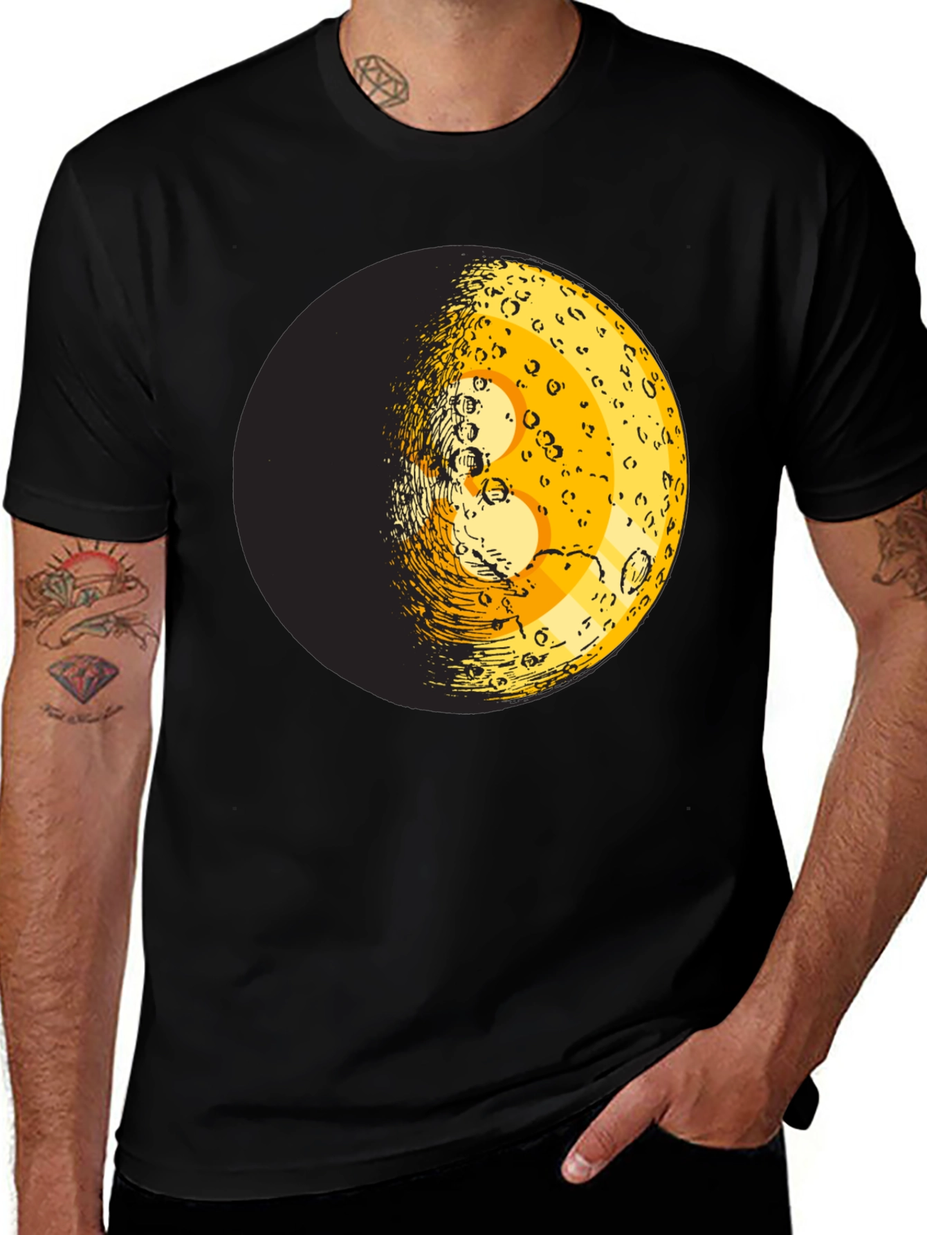 Variant 20 of Moon Phase Graphic Tee - Trendy Black T-Shirt