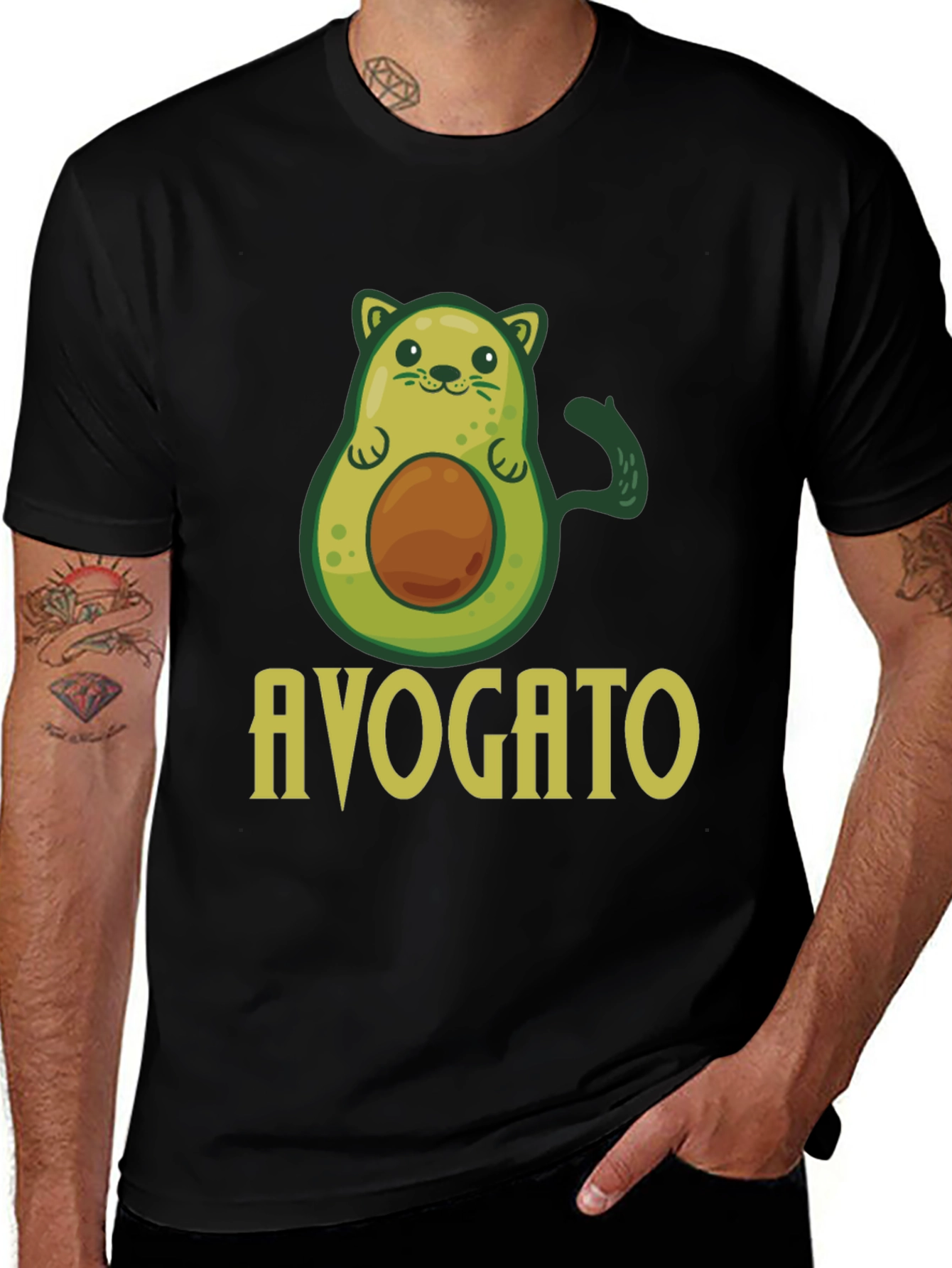 Variant 2 of Avogato T-Shirt - Avocado Cat Pun Graphic Tee