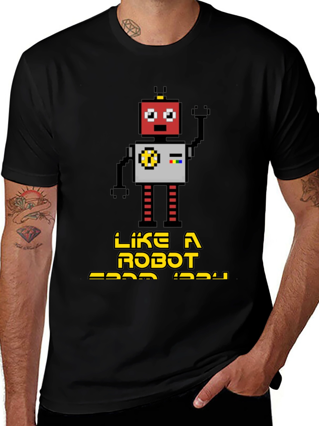 Variant 7 of Retro Robot Graphic T-Shirt - Black
