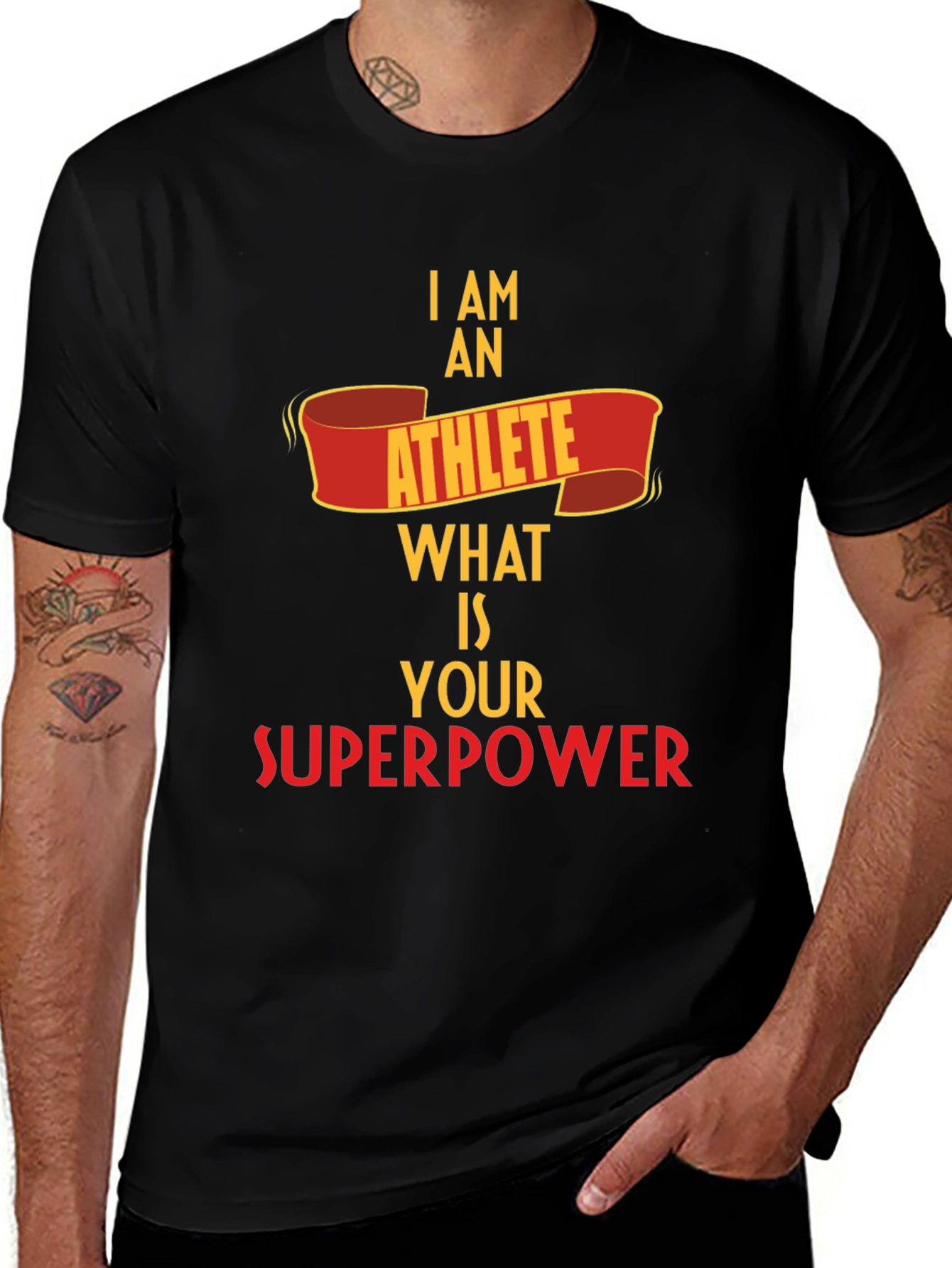 Variant 17 of Athlete Superpower Black T-Shirt