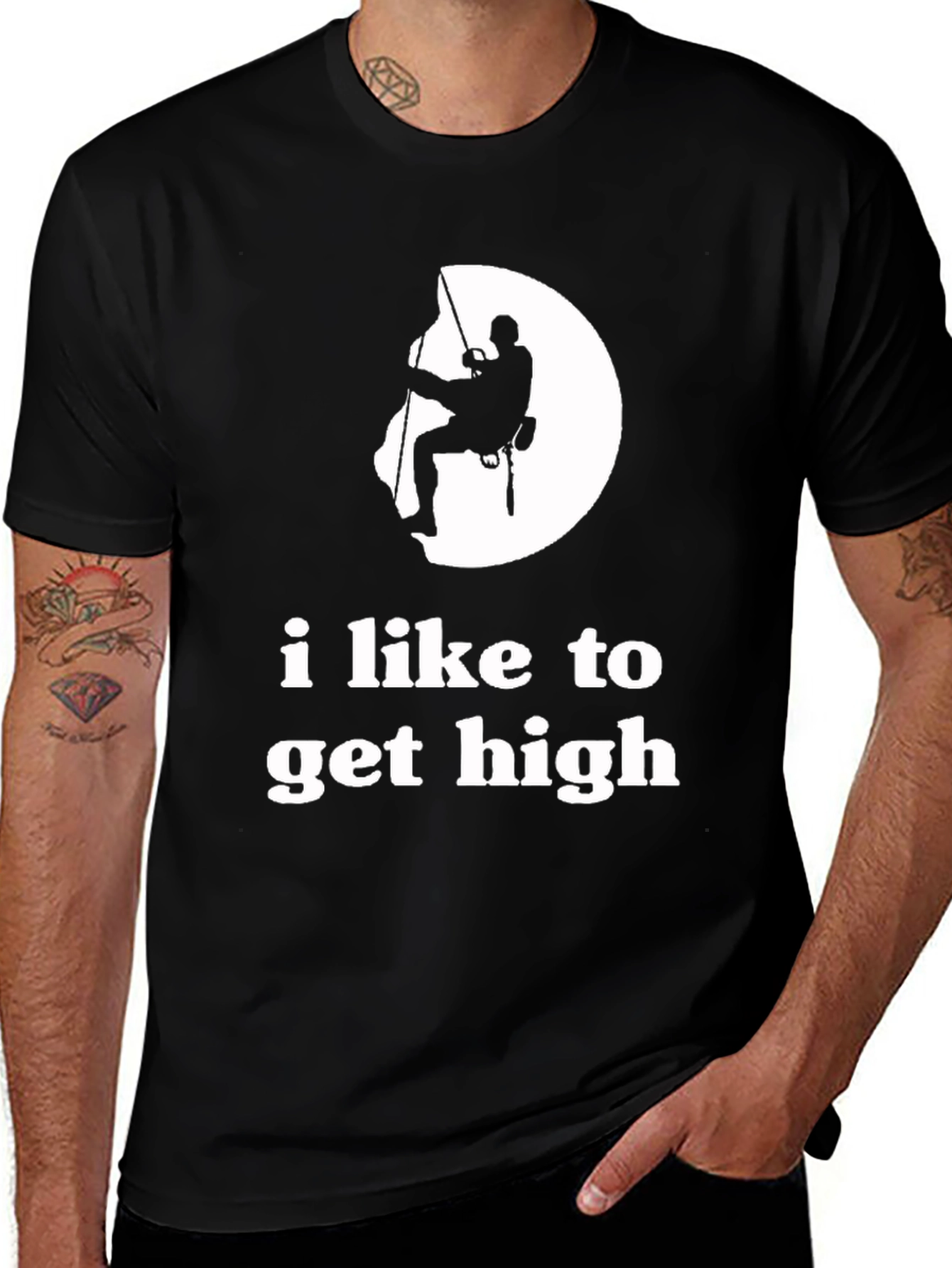 Variant 25 of Climbing Humor T-Shirt: I Like to Get High Tee