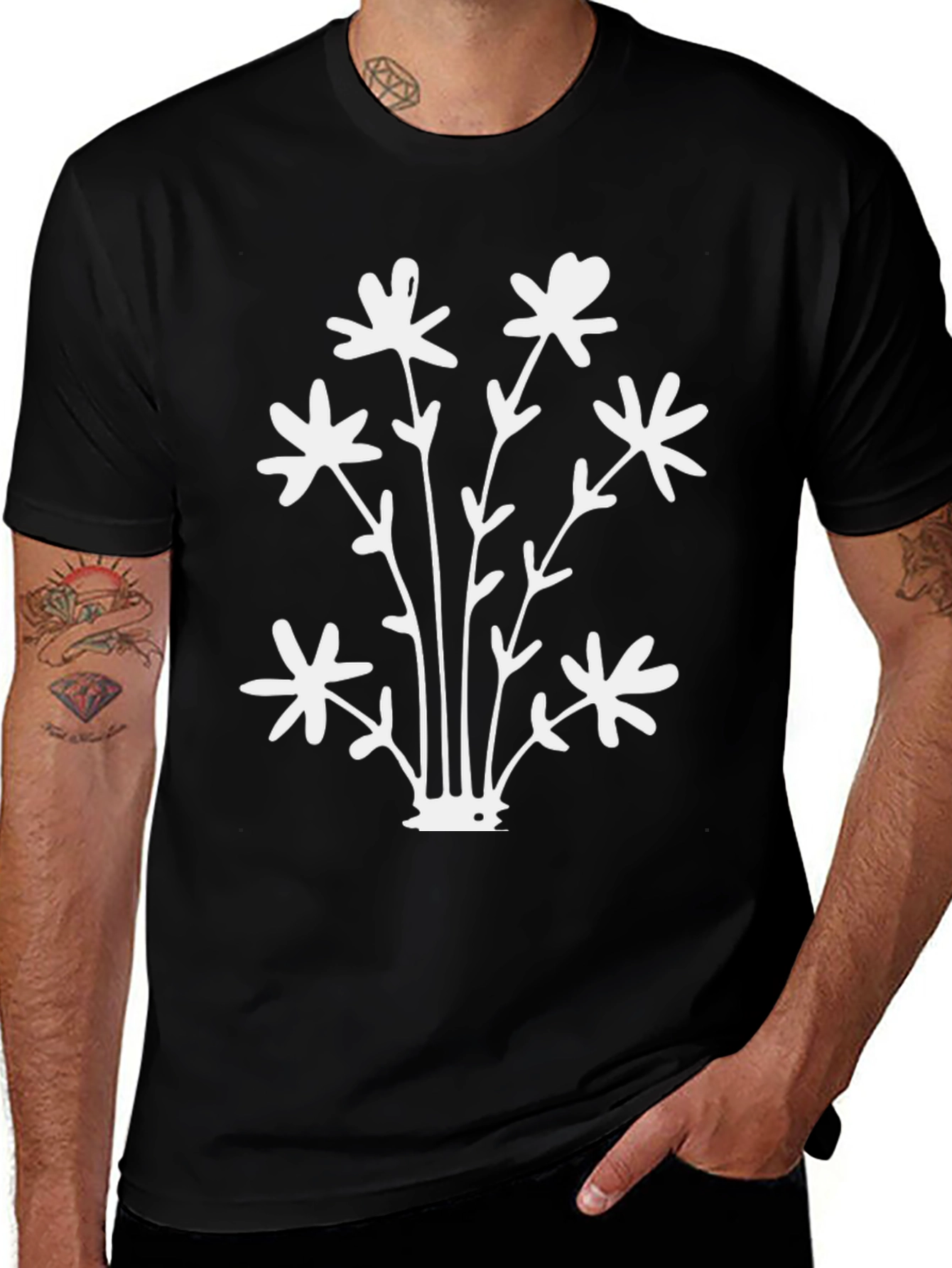 Variant 19 of Floral Graphic Black T-Shirt