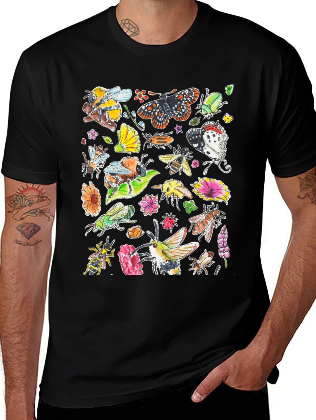 Variant 7 of Nature Insects Black T-Shirt