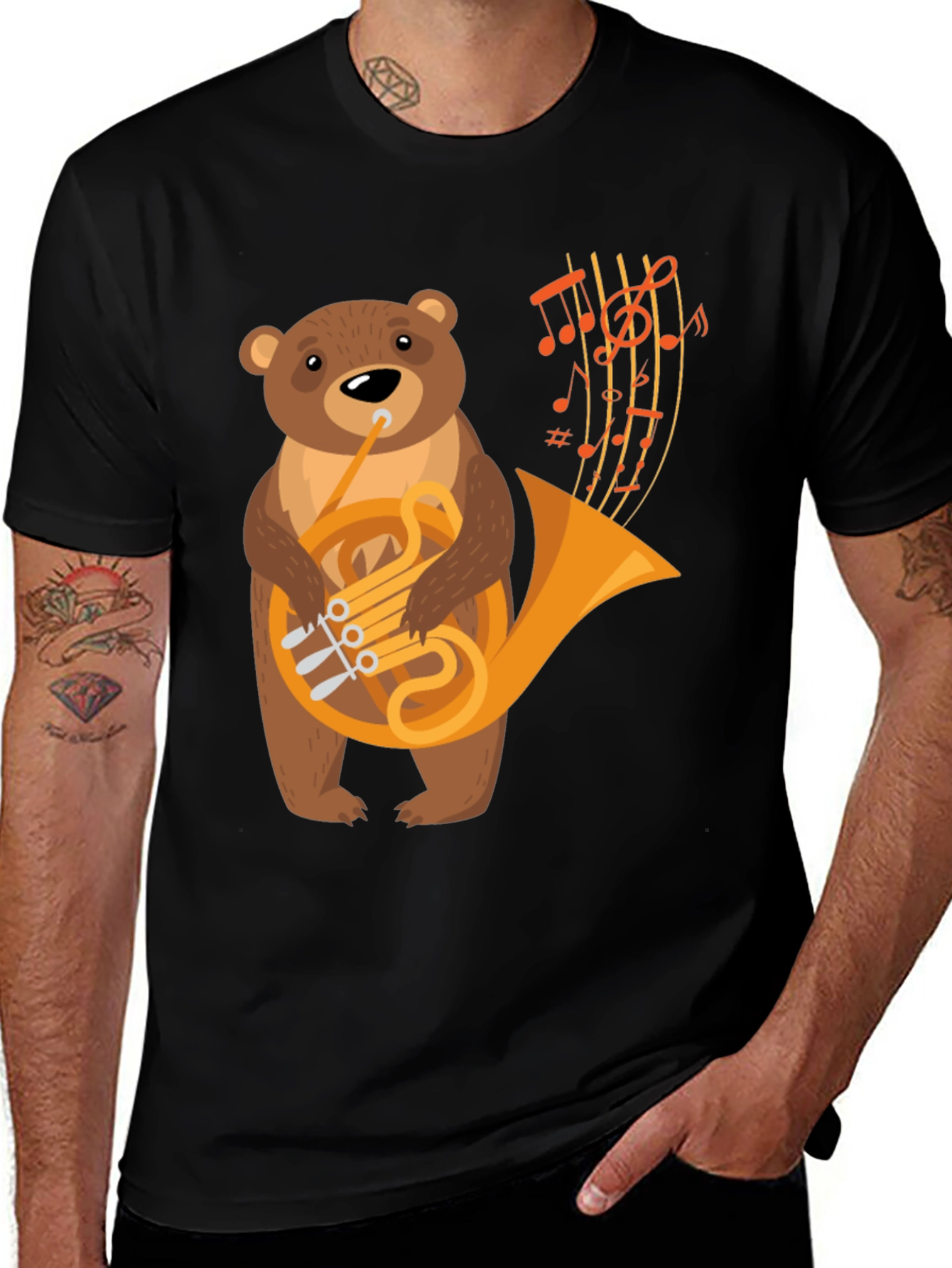 Variant 12 of Bear French Horn Player Graphic T-Shirt