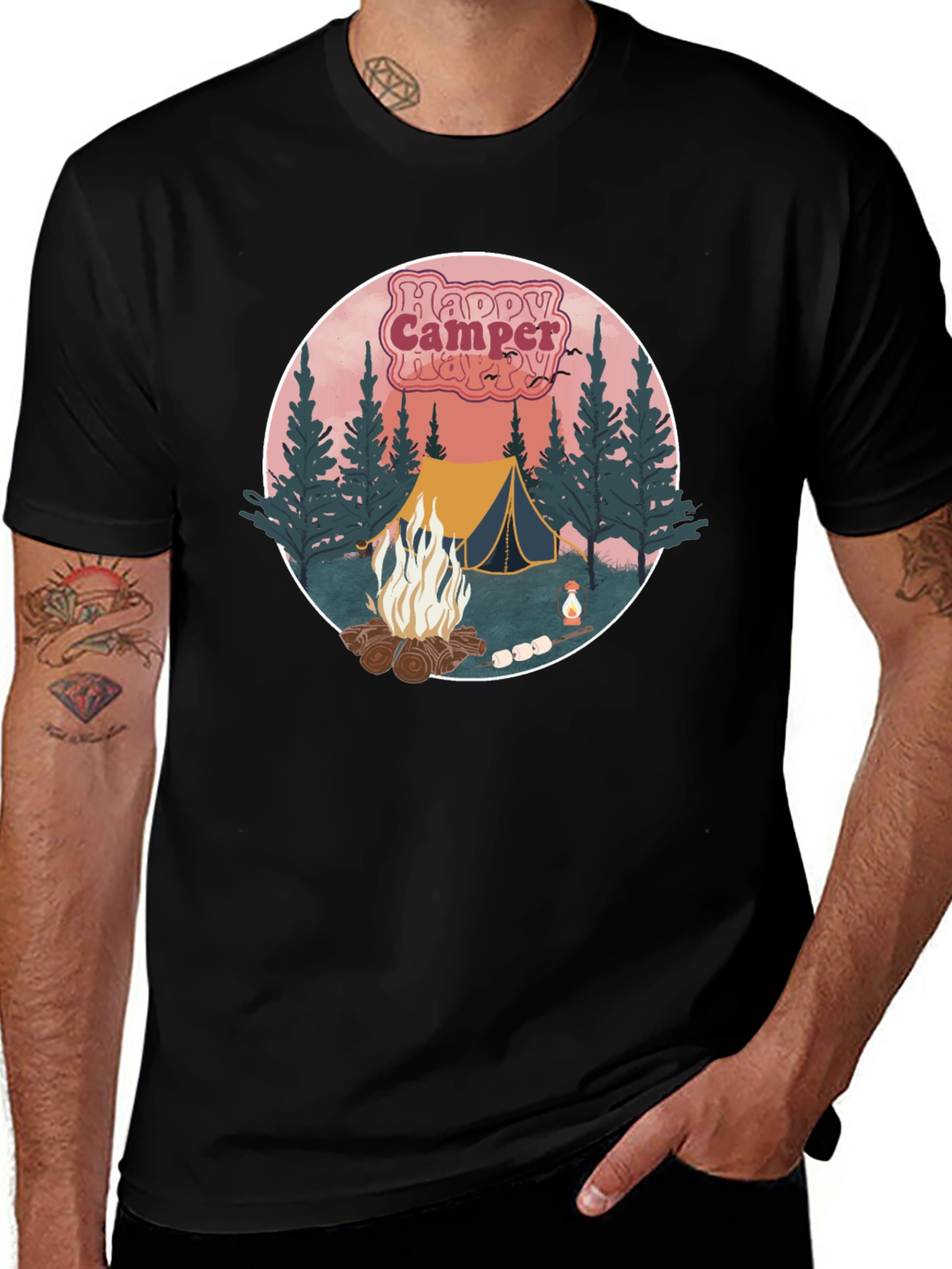 Variant 3 of Happy Camper Graphic Tee Camping Trip T-Shirt