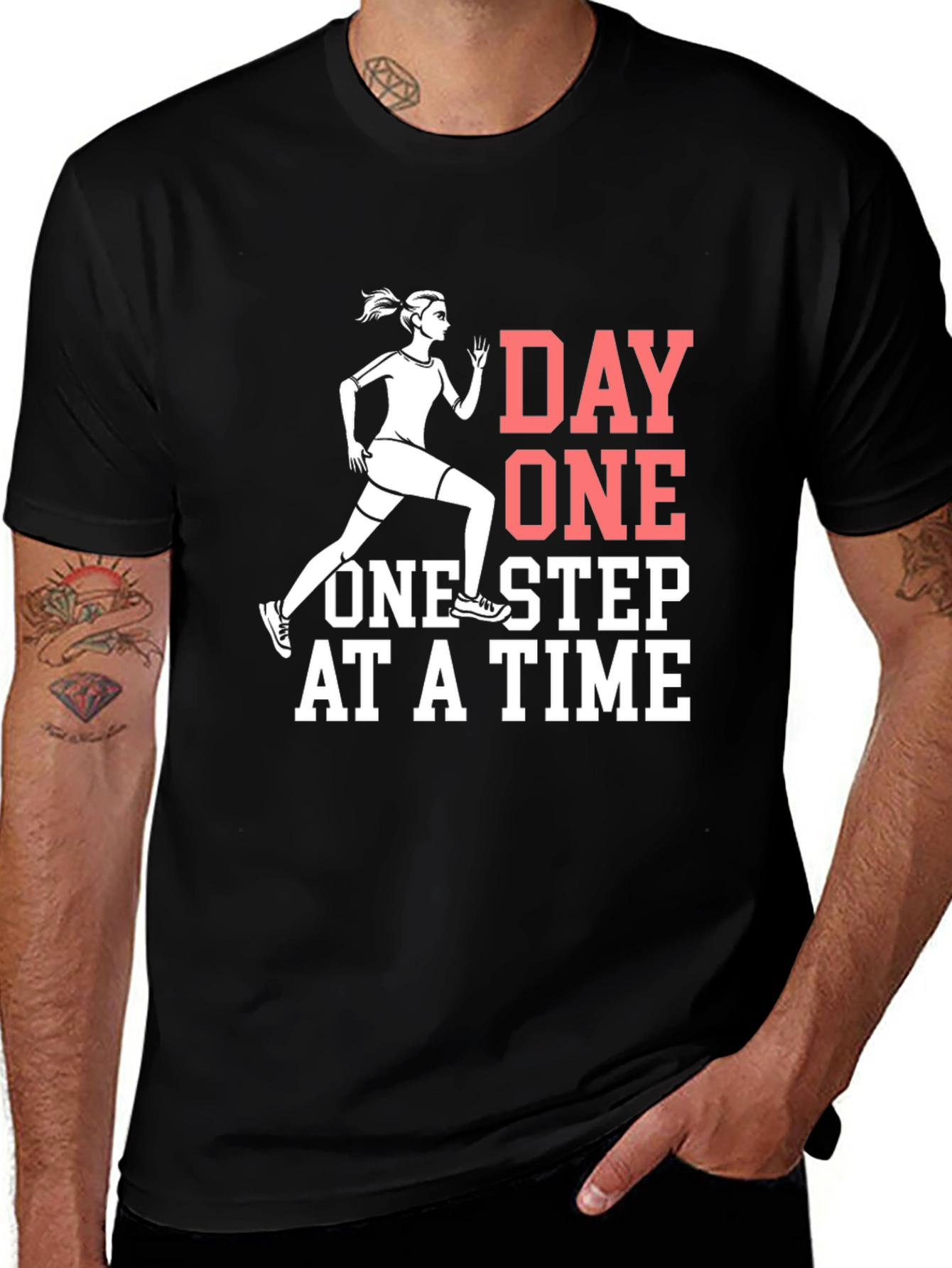 Variant 12 of Day One Running T-Shirt - Motivational Workout Tee