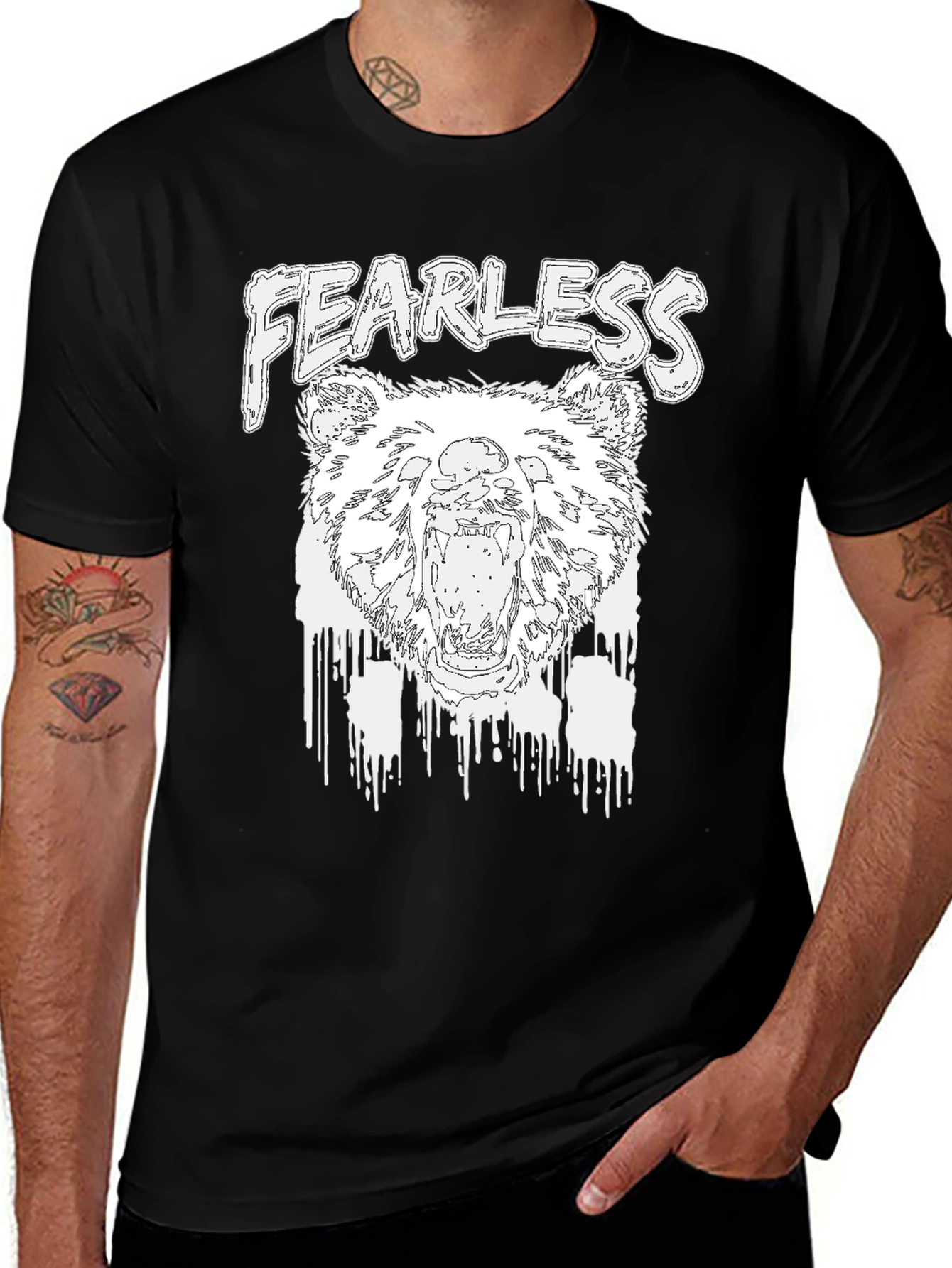 Variant 26 of Fearless Bear Graphic Black T-Shirt