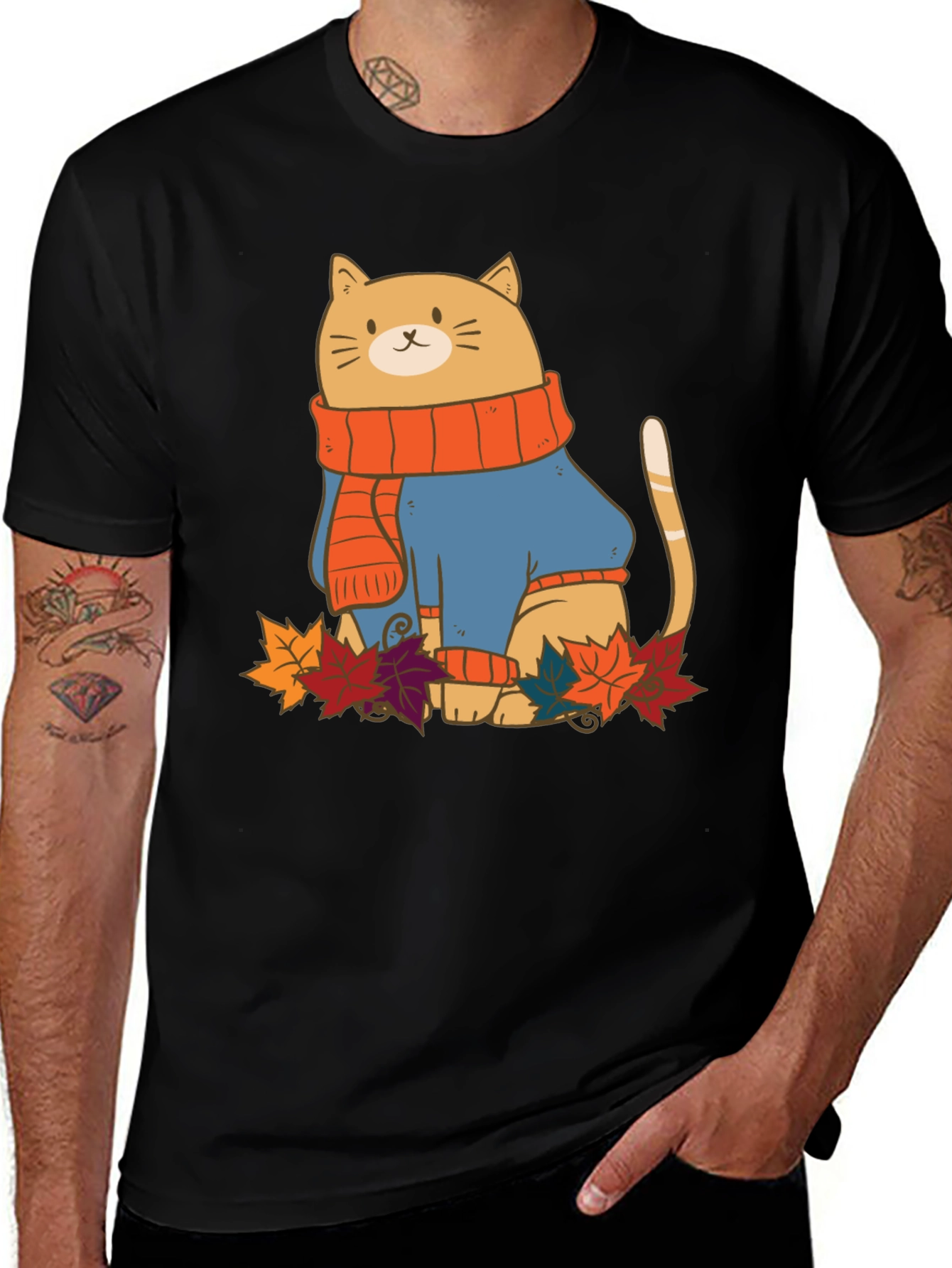 Variant 3 of Autumn Cat T-Shirt - Cozy Fall Vibes