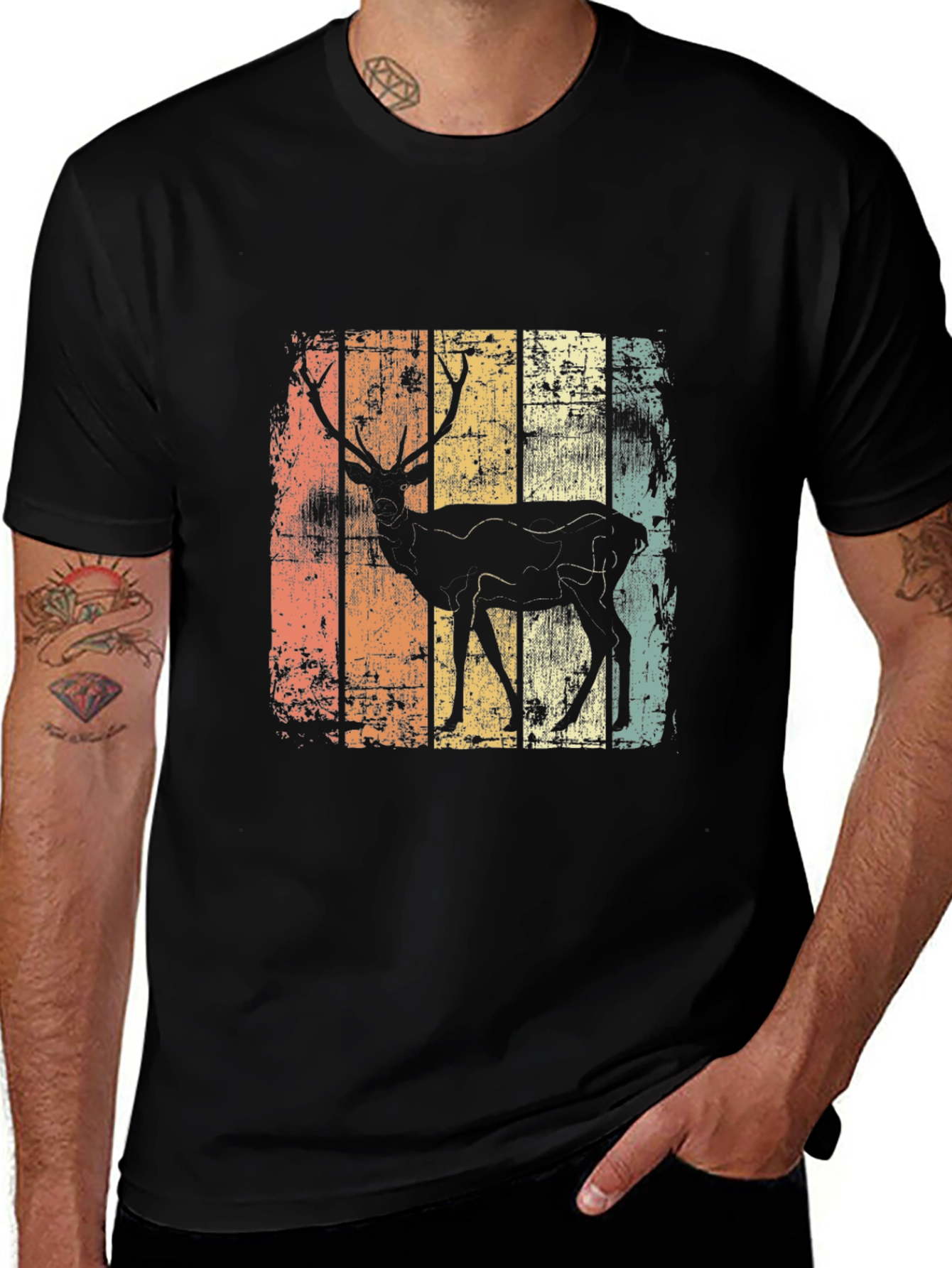 Variant 17 of Retro Deer Graphic Tee - Black