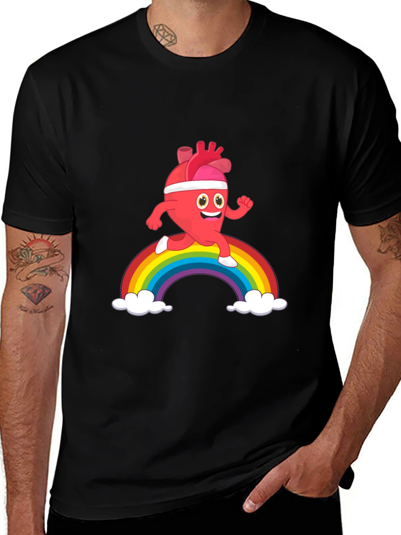 Variant 11 of Running Heart Rainbow Graphic Tee
