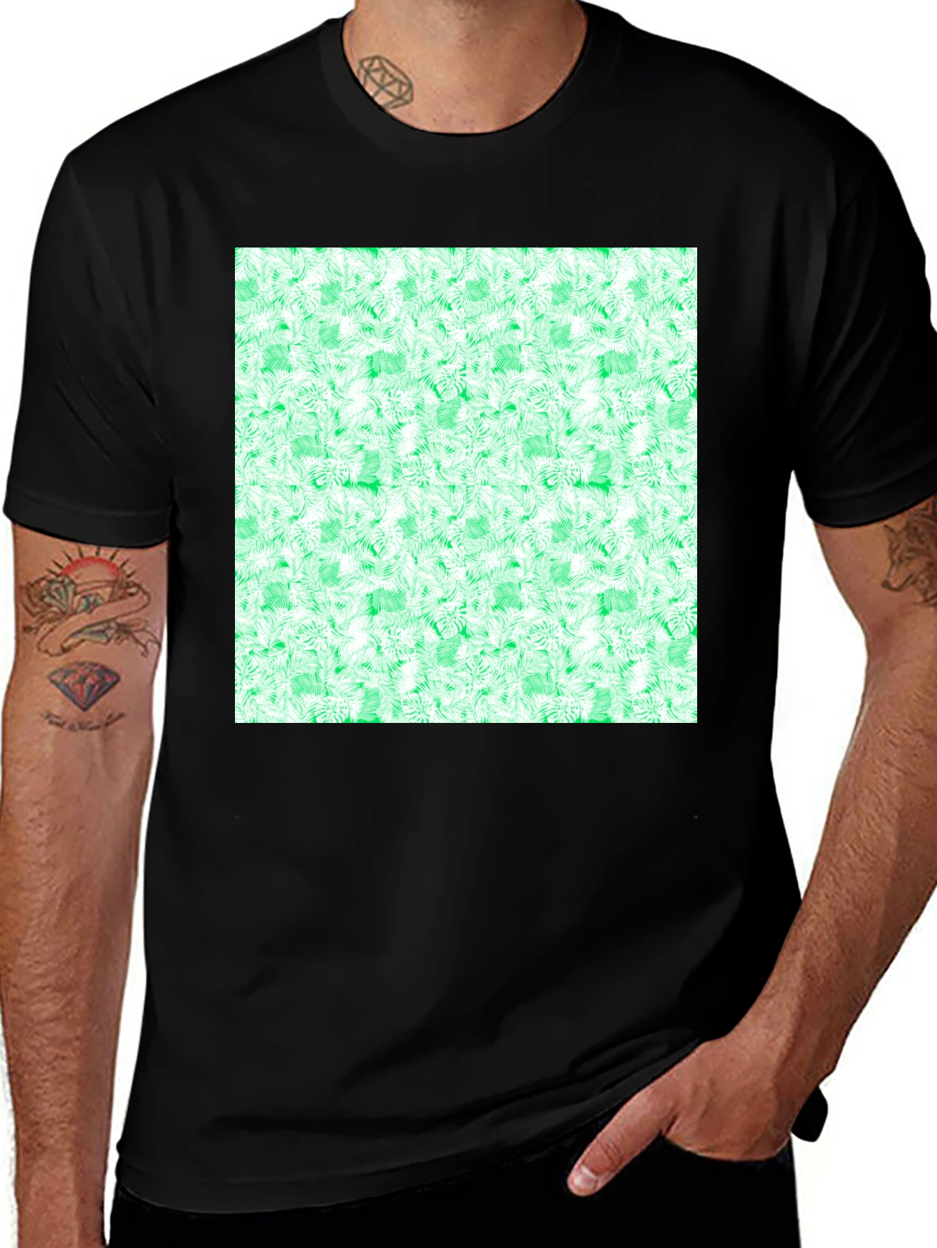 Variant 8 of Modern Green Patterned Tee - Casual Style
