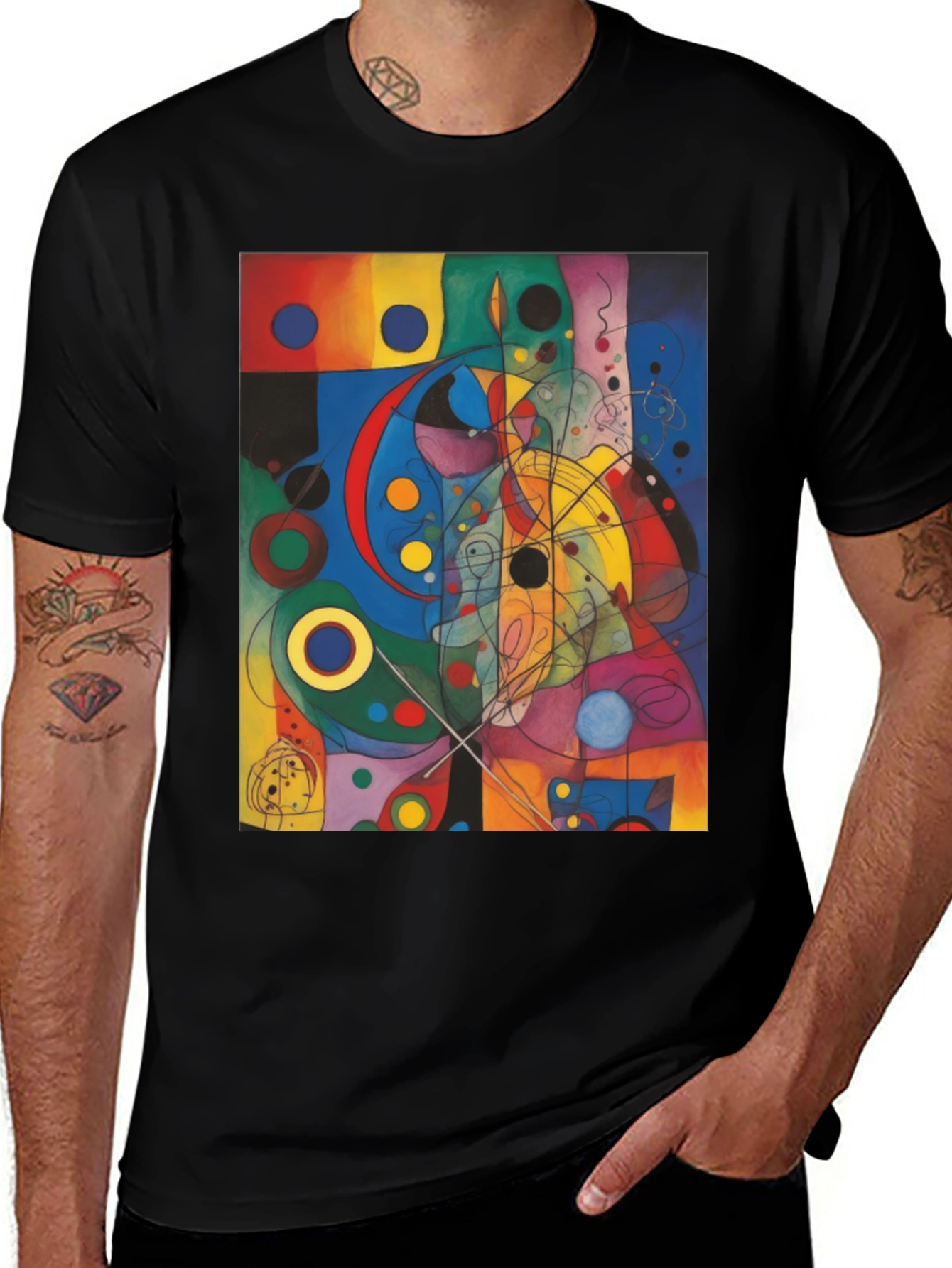 Variant 8 of Abstract Art Graphic Print Black T-Shirt