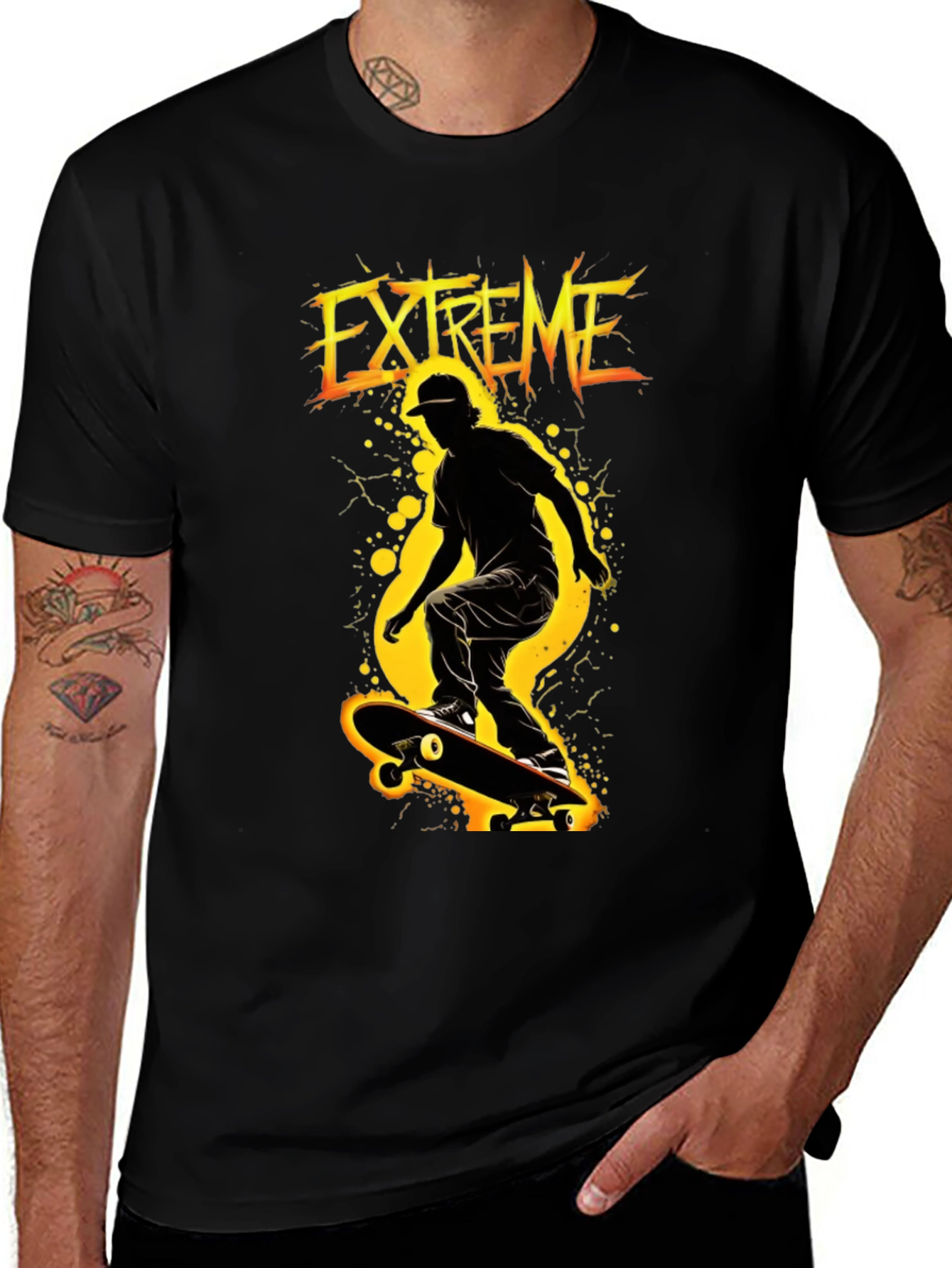 Variant 14 of Extreme Skateboarder Black Graphic T-Shirt