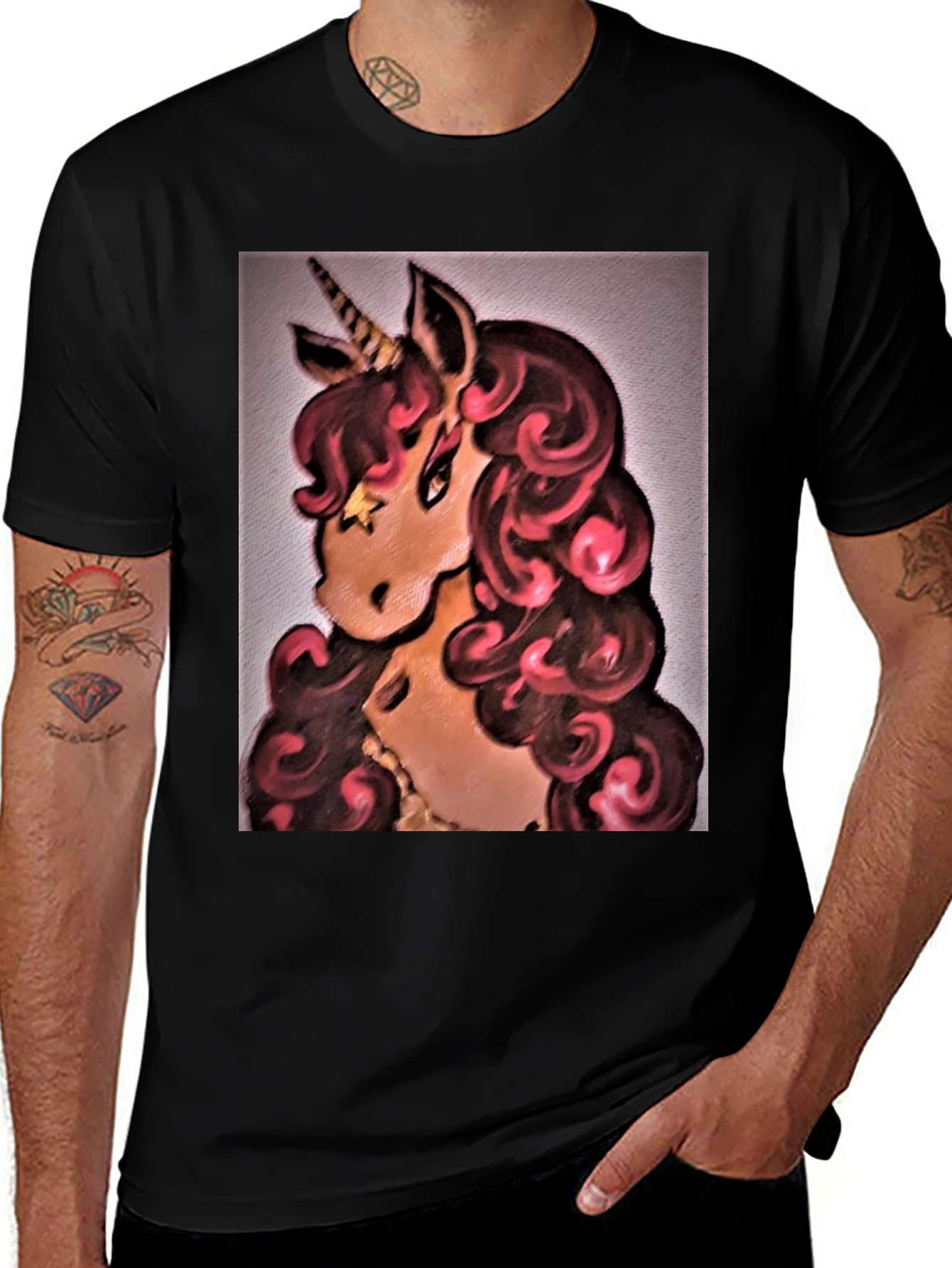 Variant 13 of Unicorn Graphic Black T-Shirt